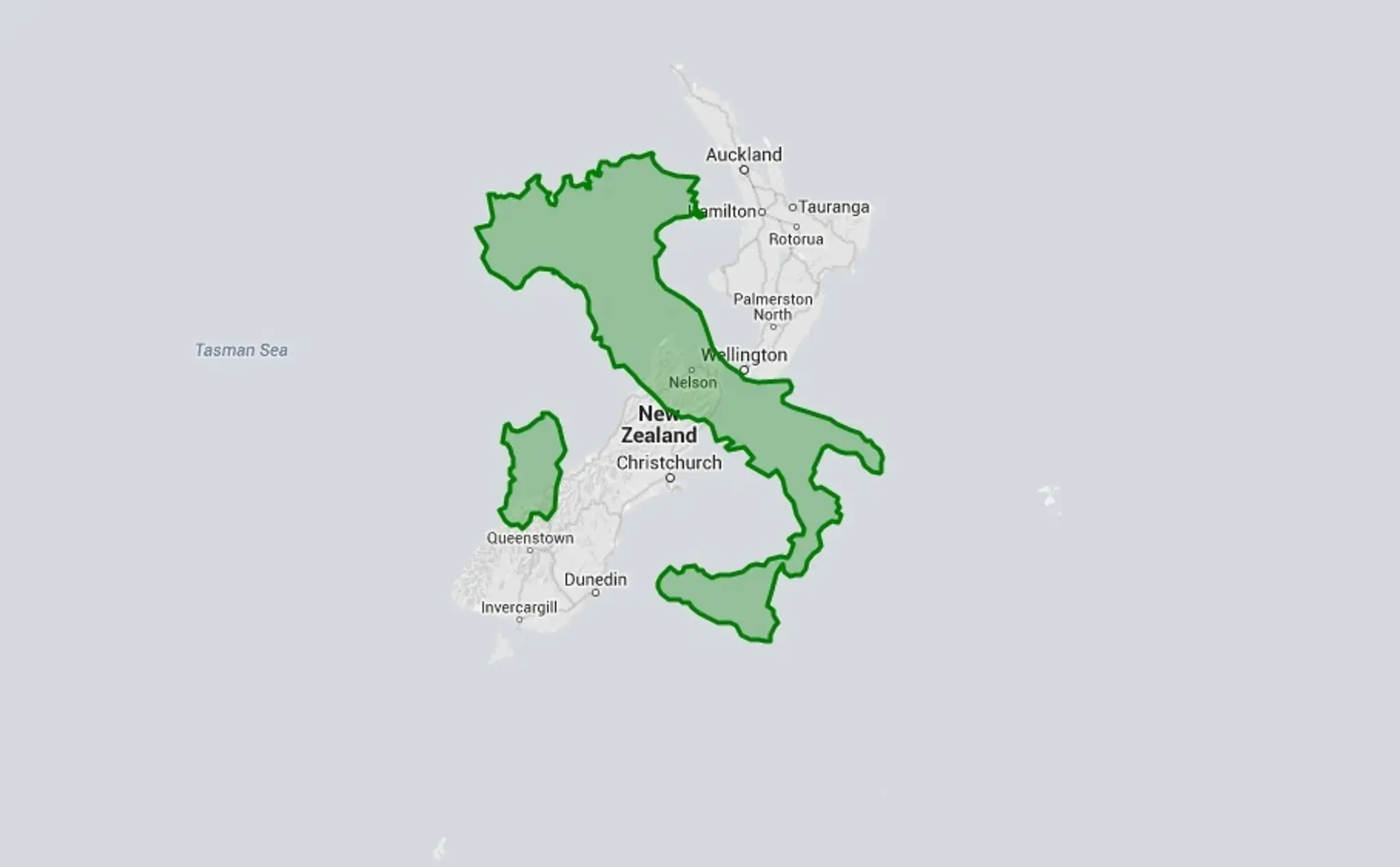 Taliansko je podobne veľké ako Nový Zéland