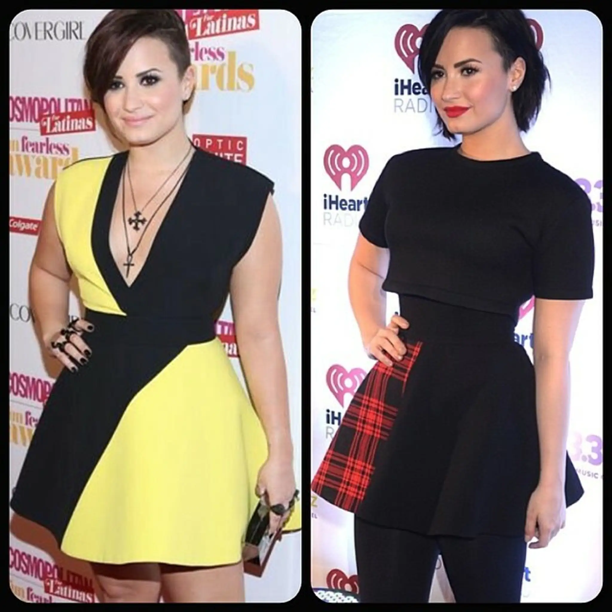 Demi Lovato vľavo predtým a vpravo teraz.