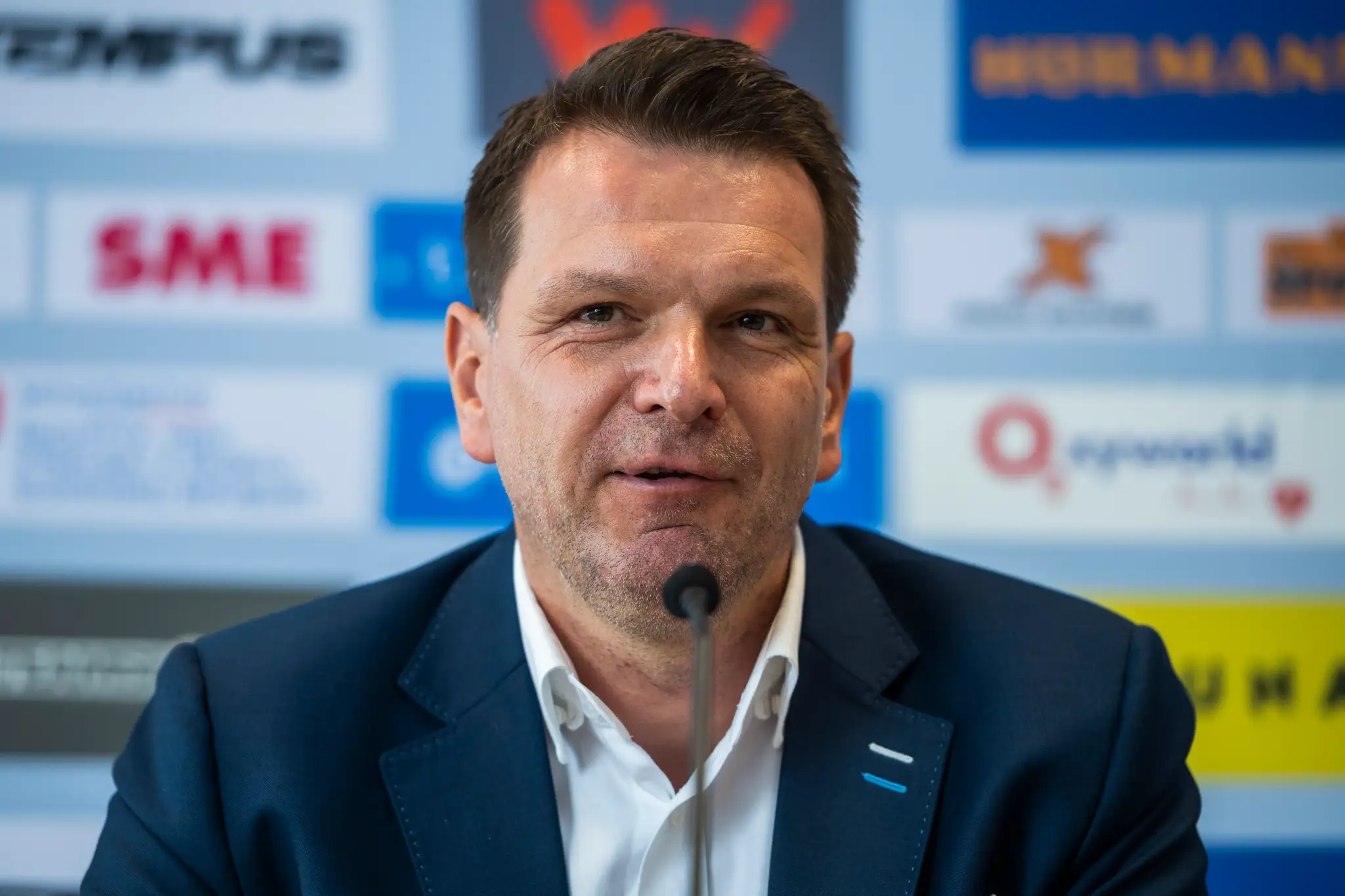 Tréner slovenskej futbalovej reprezentácie Štefan Tarkovič počas tlačovej konferencie k nominácii na zápasy Ligy národov.