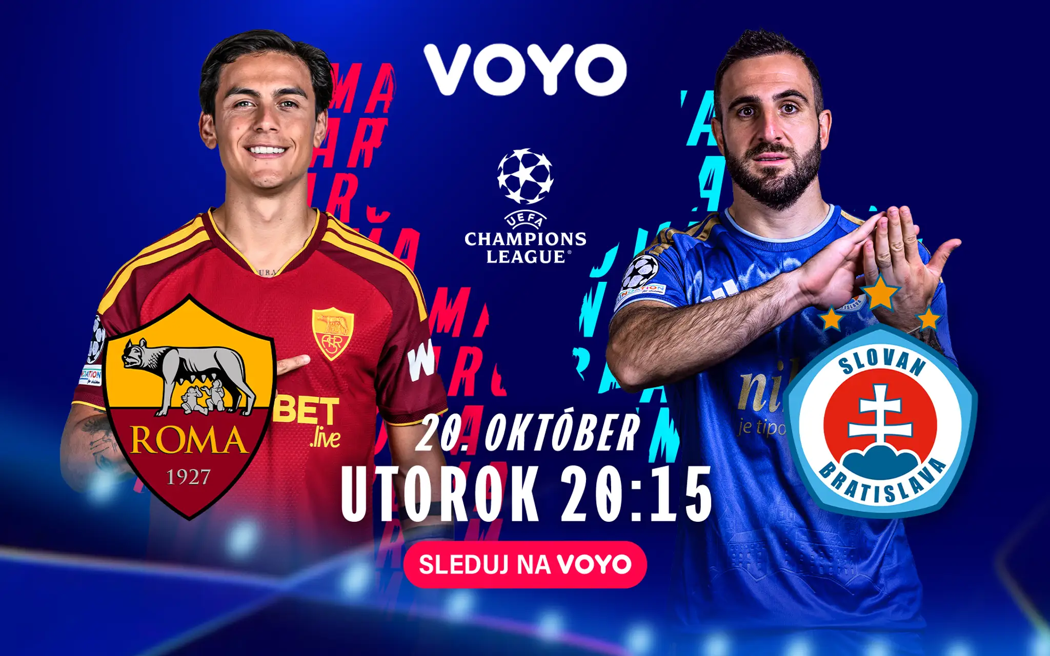 AS Rím vs. ŠK Slovan Bratislava (Liga majstrov)