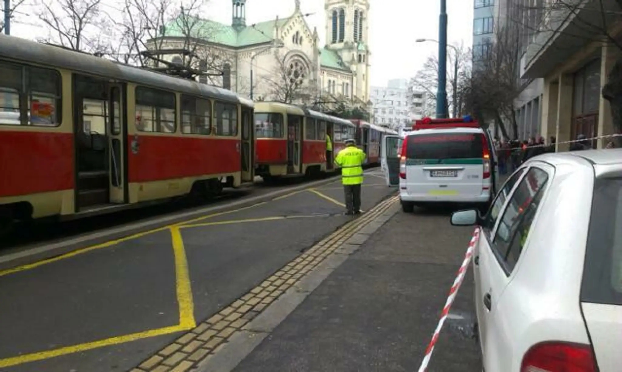 Zrážka električiek na Floriánskom námestí v Bratislave