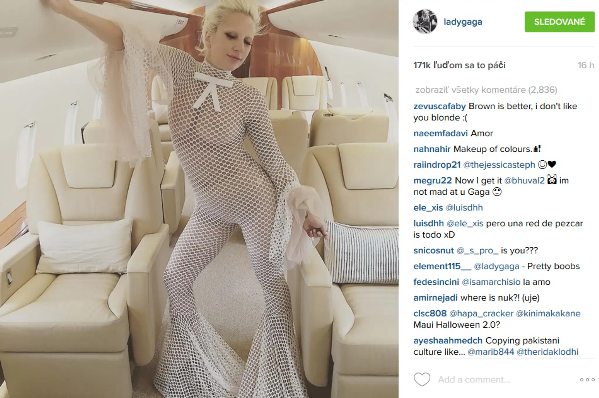 Lady Gaga v súkromnom lietadle.