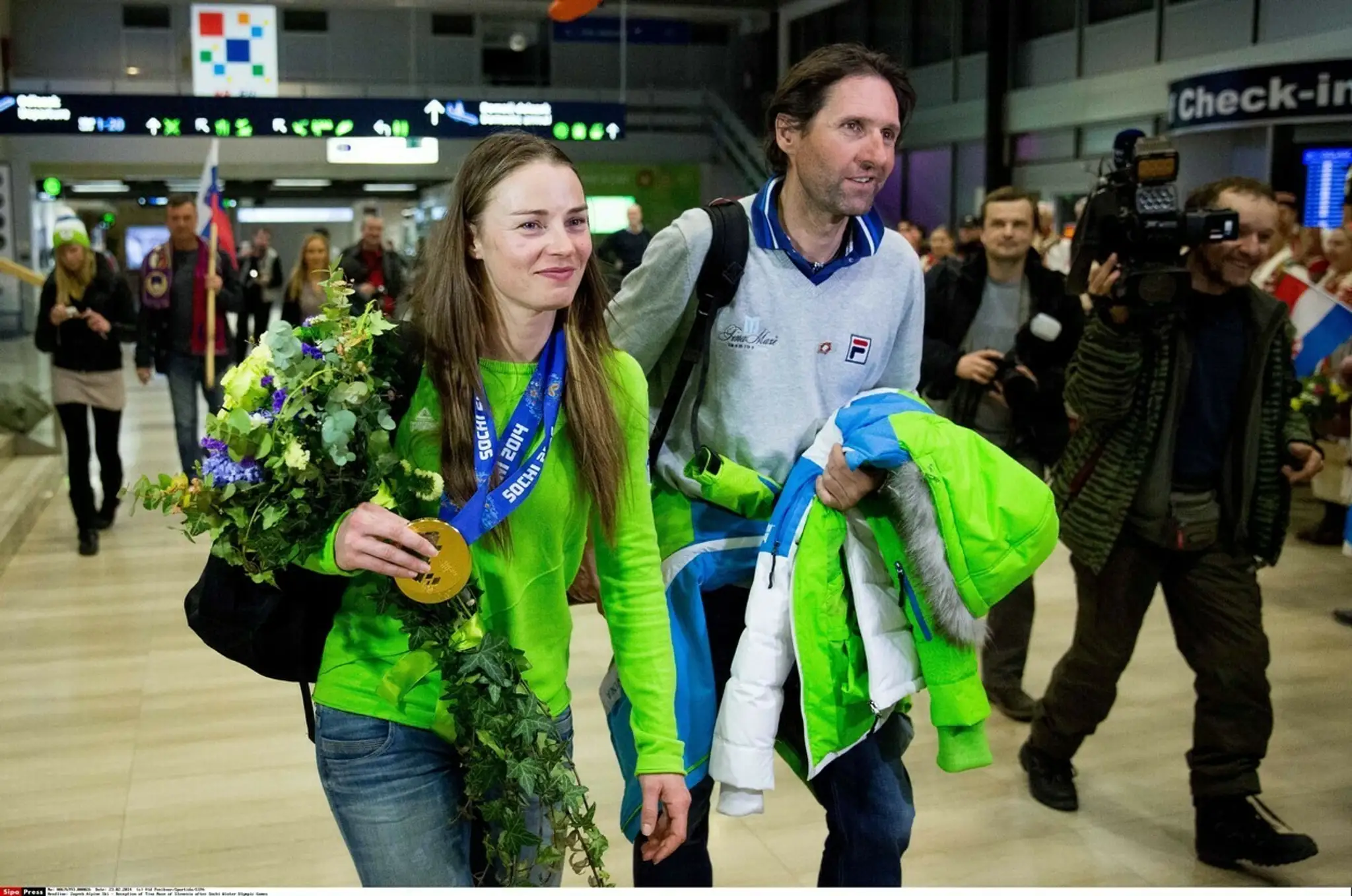 Tina Mazeová a Andrea Massi na archívnej snímke z roku 2014.