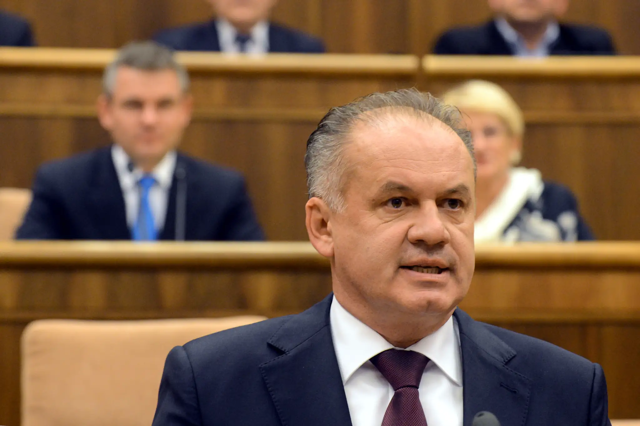 Na snímke prezident SR Andrej Kiska počas vystúpenia v Národnej rade SR 