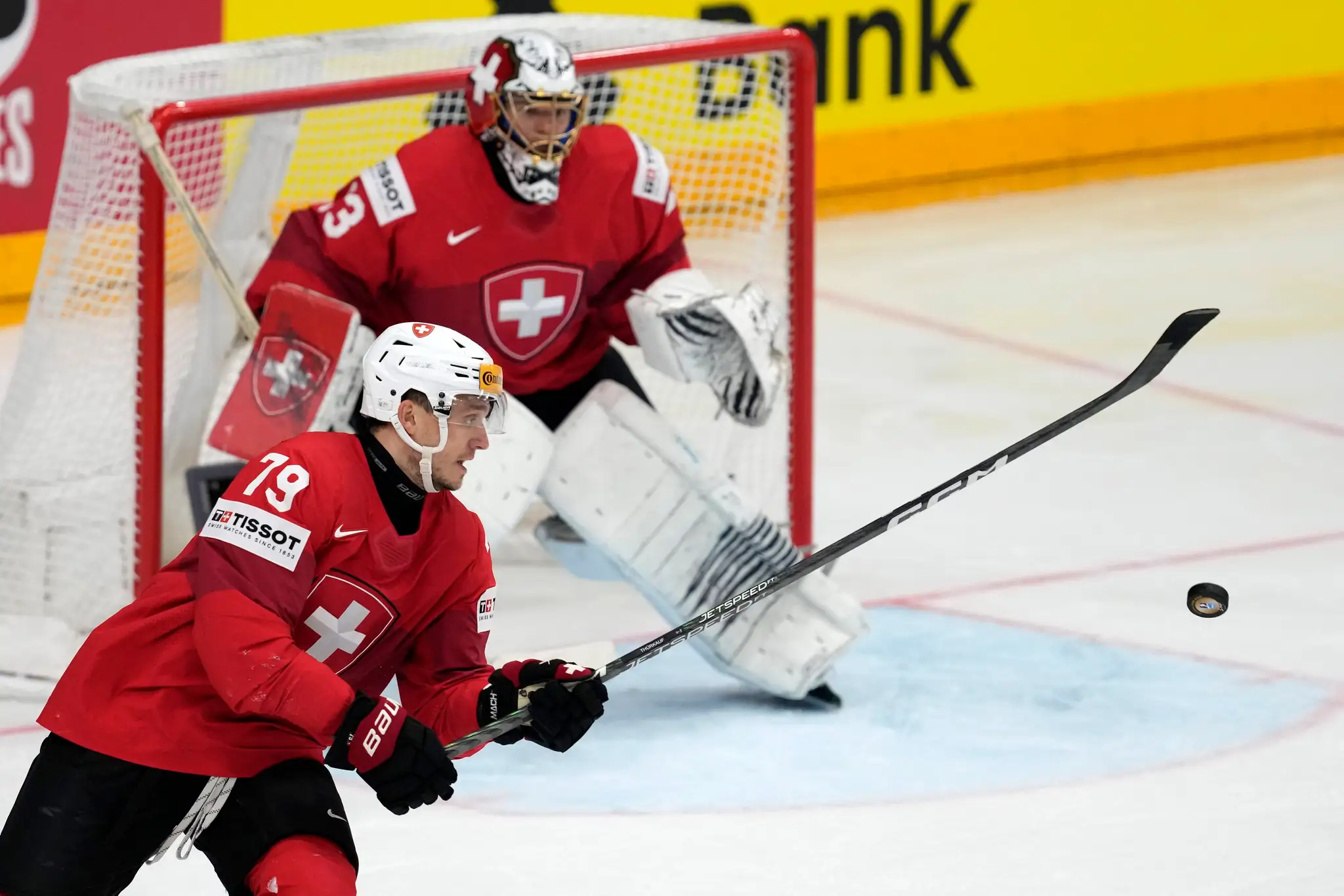 Momentka z finále majstrovstiev sveta v hokeji 2024