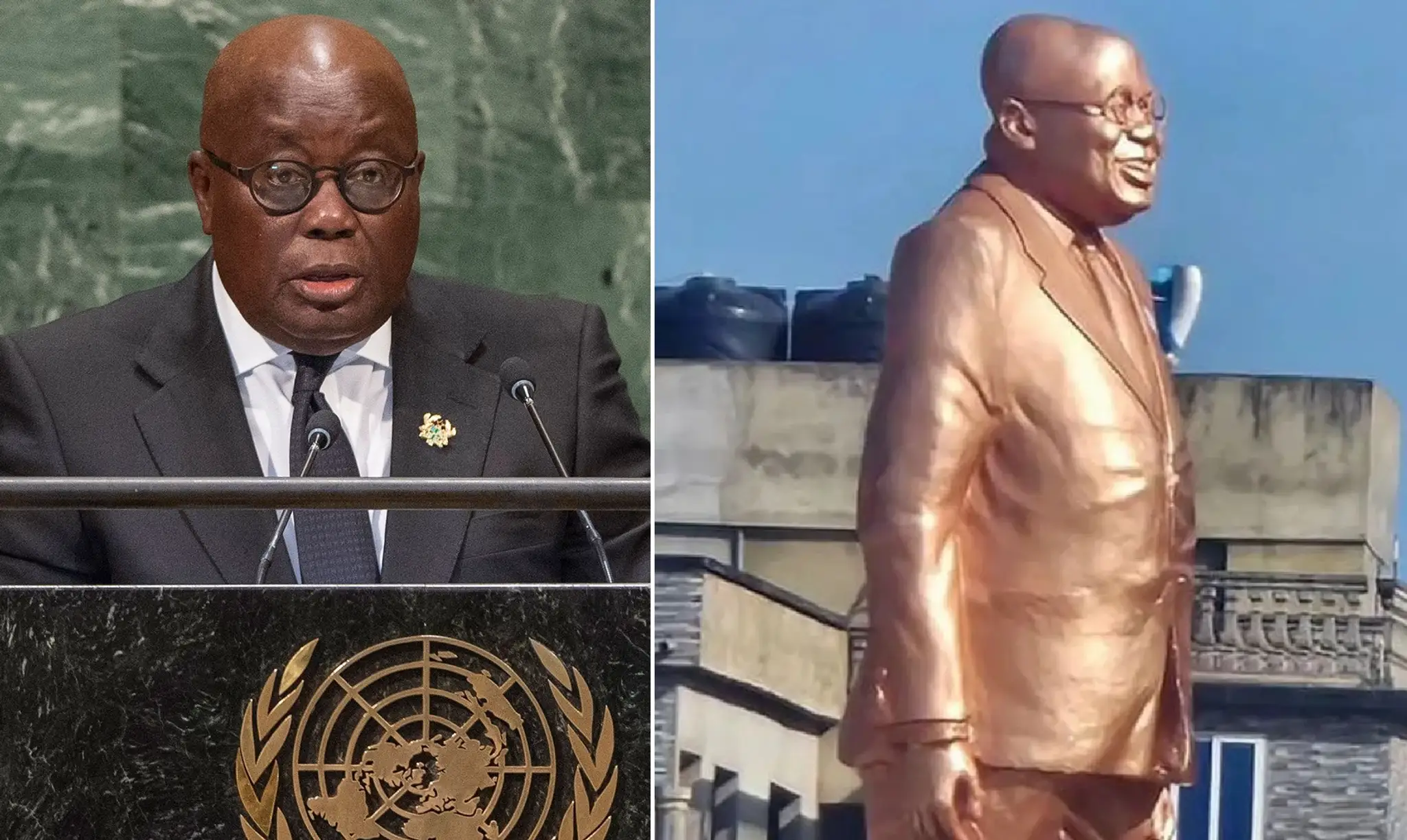 Ghanský prezident Nana Akufo-Addo si nechal postaviť sochu.