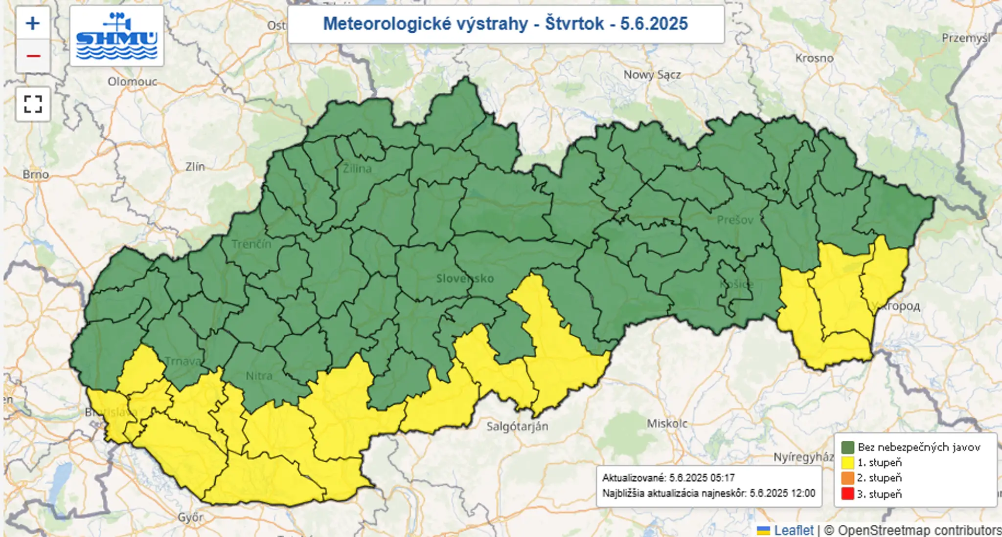 Platia výstrahy pred vysokými teplotami.