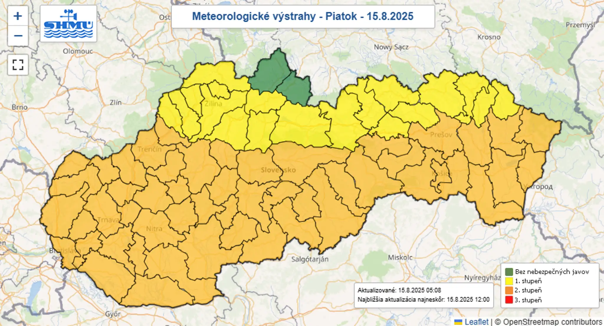 Výstrahy na piatok 15. 8.