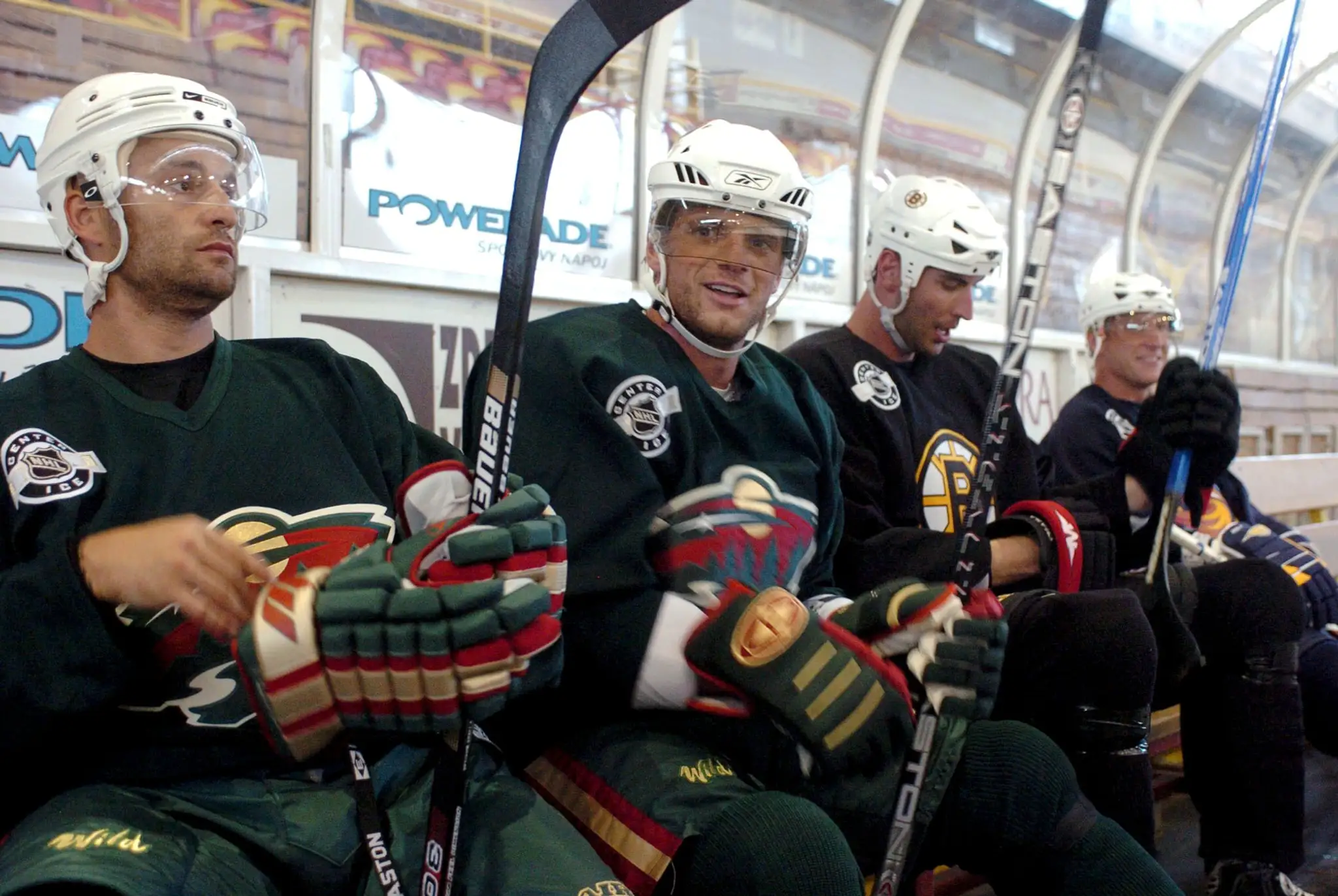 Zľava Pavol Demitra, Marián Gáborík, Zdeno Chára a Marián Hossa v príprave počas leta 2006.