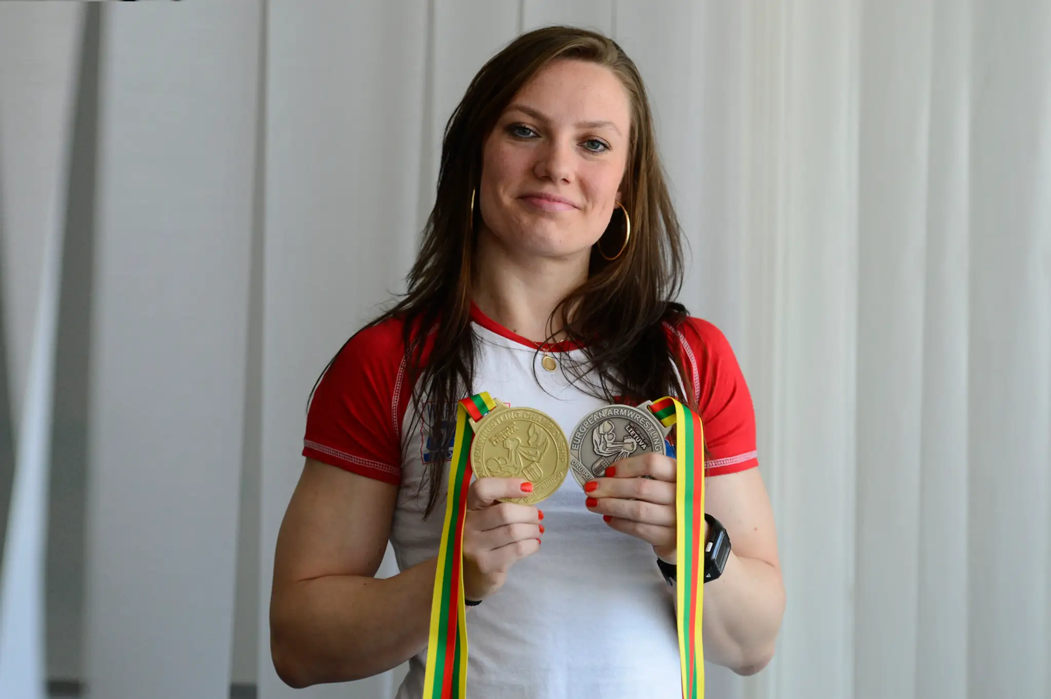 Z tlačovej konferencie Slovenskej asociácie pretláčania rukou po ME 15. mája 2013 v Bratislave. Na snímke Lucia Debnárová.