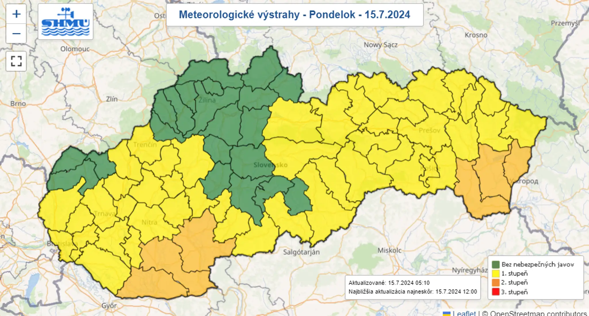 Mapa výstrah.