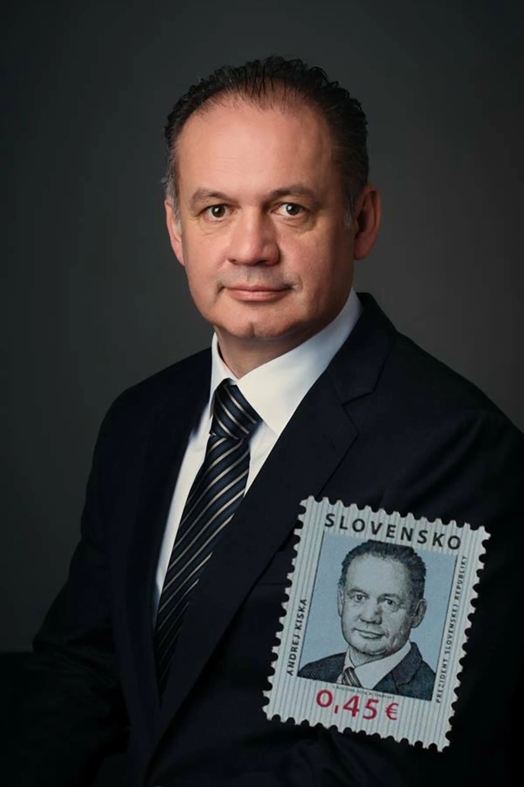Portrét Andreja Kisku a známka s jeho podobizňou