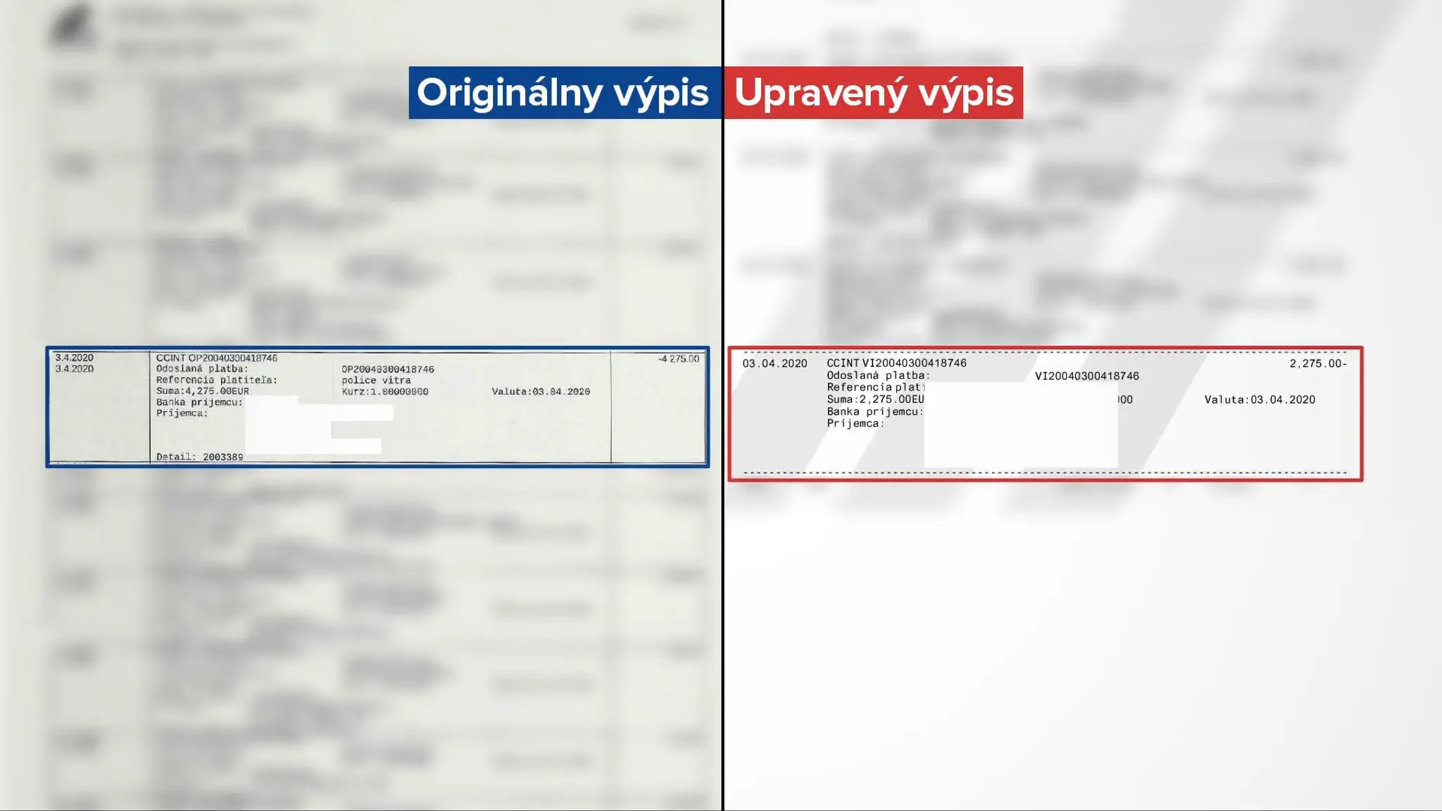 Nezrovnalosti vo výpisoch