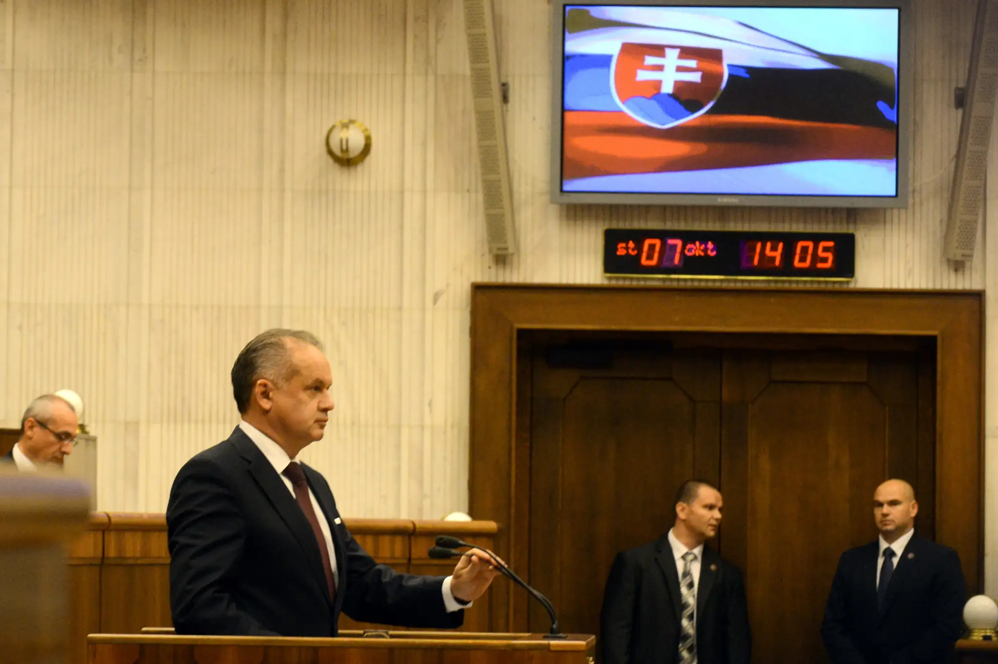 Na snímke prezident SR Andrej Kiska počas vystúpenia v Národnej rade SR 