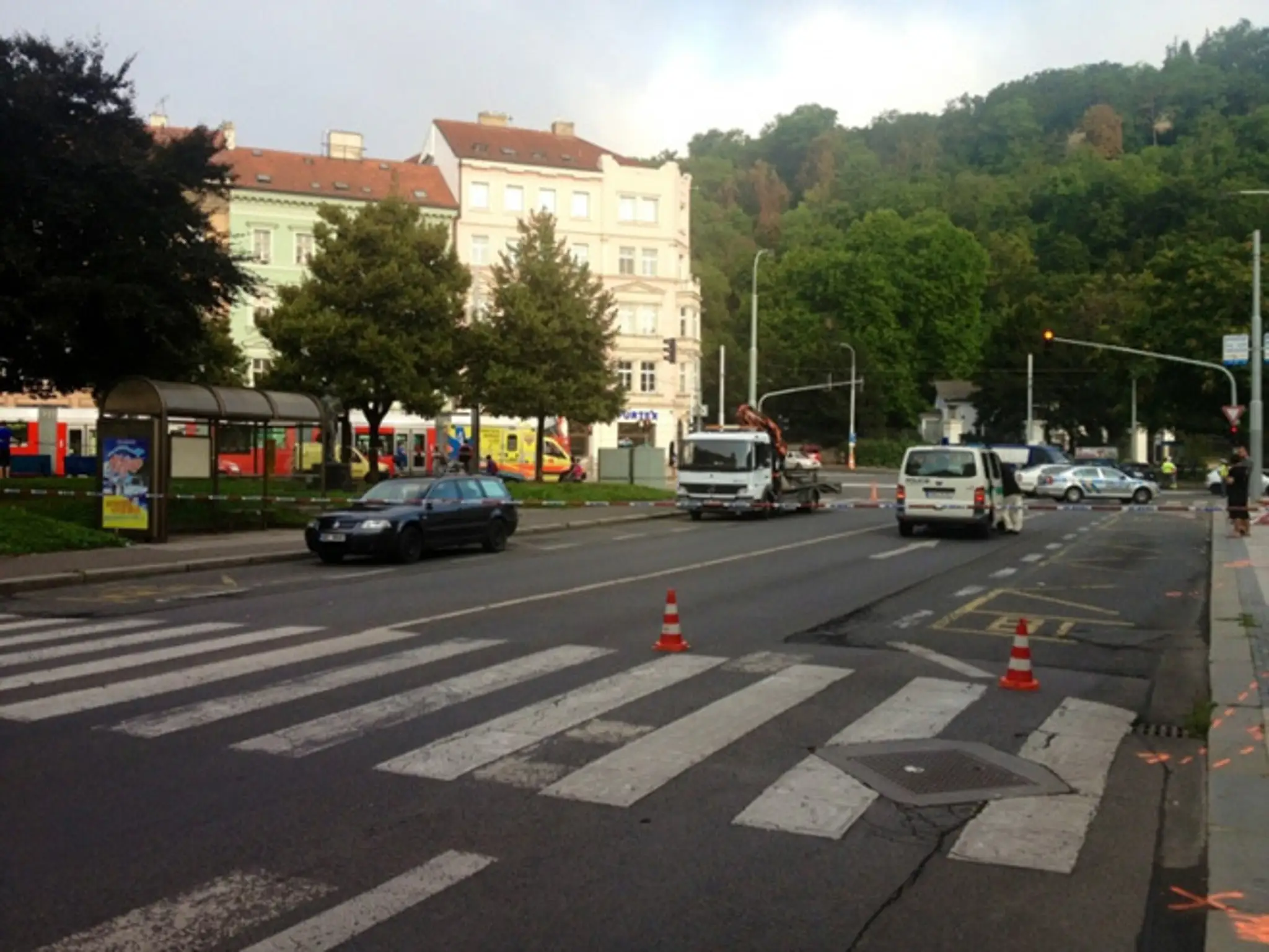 Miesto nešťastia v Prahe, kde zomrelo dievča.