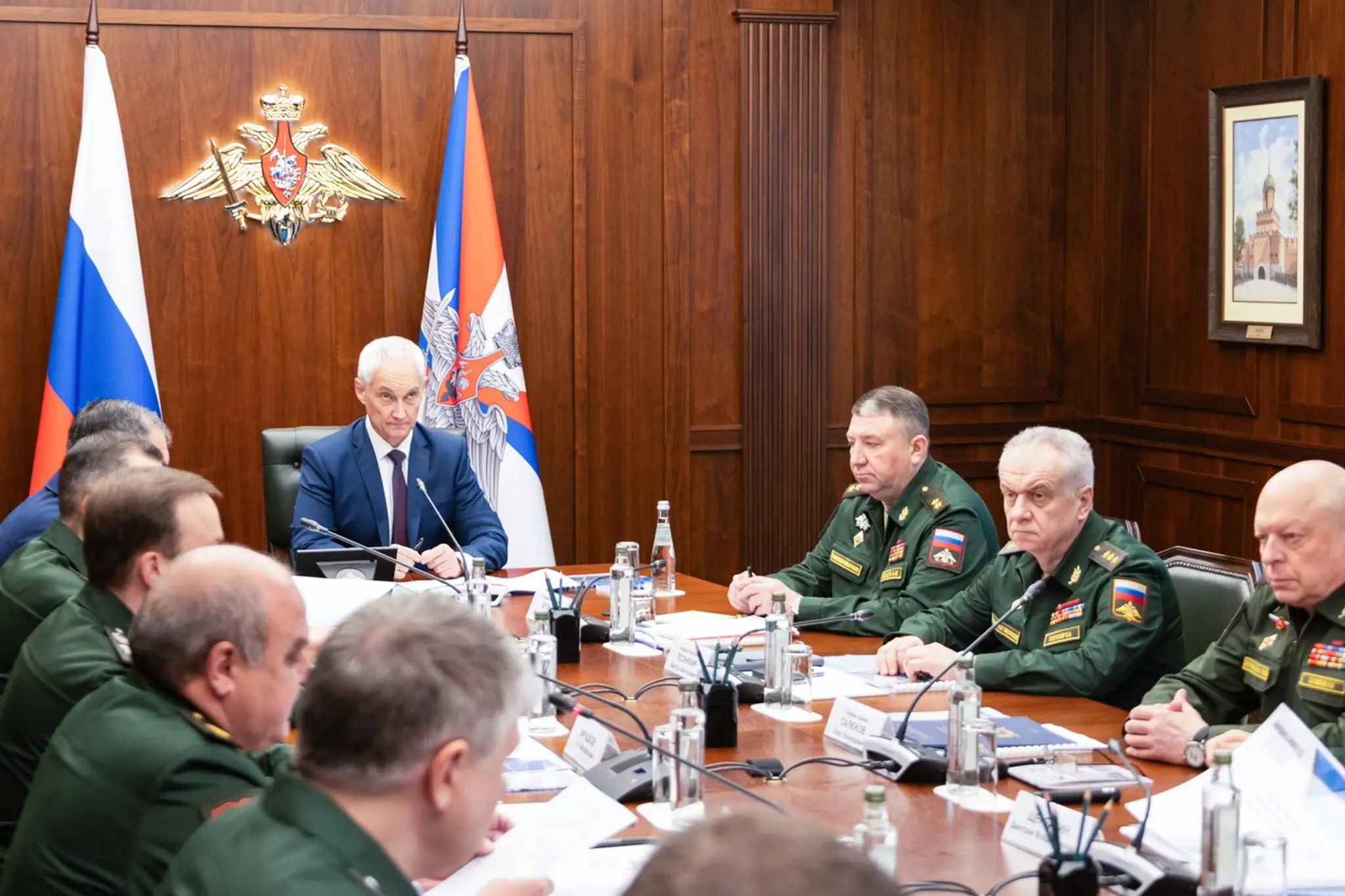 Stretnutie ruského vojenského velenia vedené ministrom obrany Andrejom Belousovom.