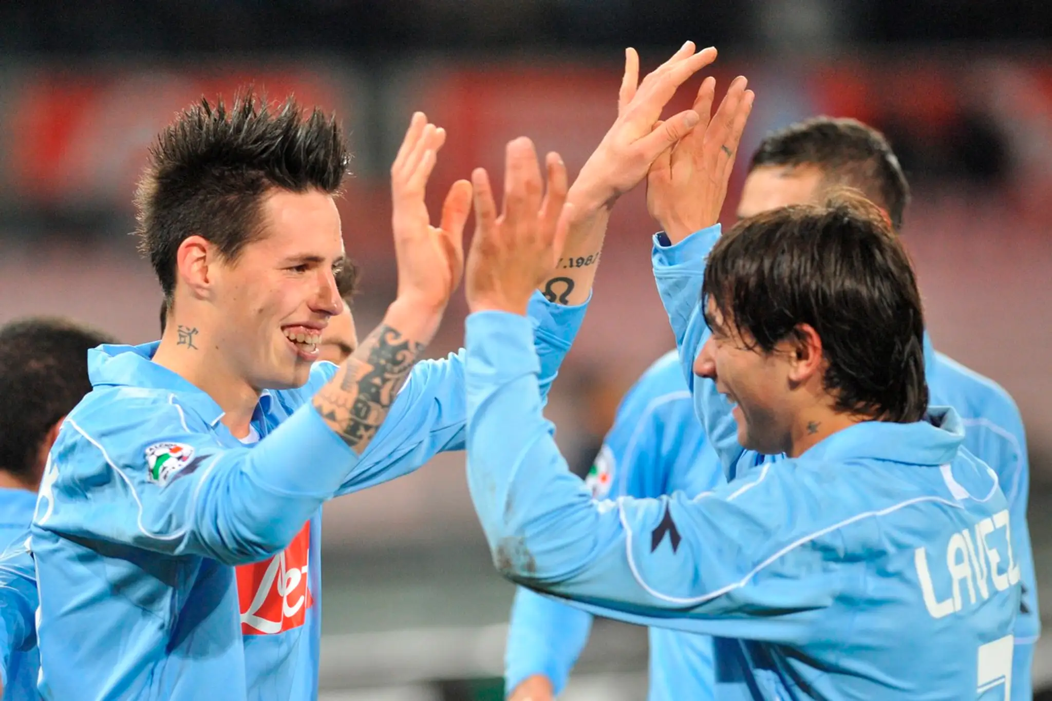 Lavezzi s Hamšikom v drese Neapola