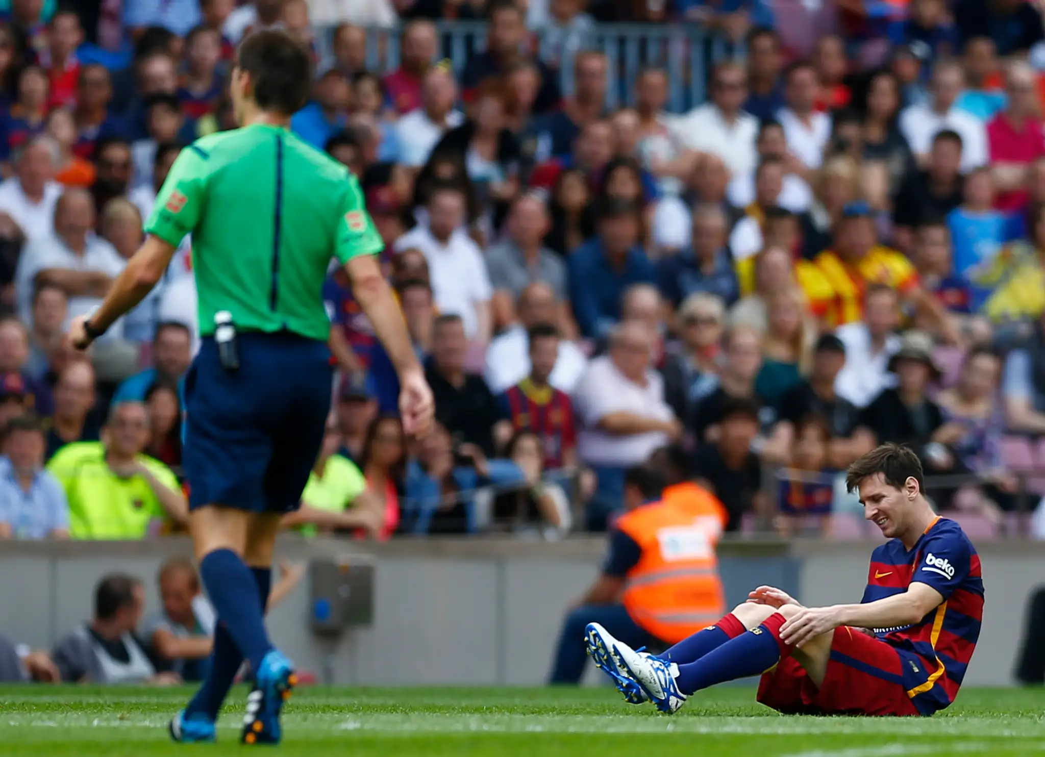 Zranený argentínsky futbalista Lionel Messi 