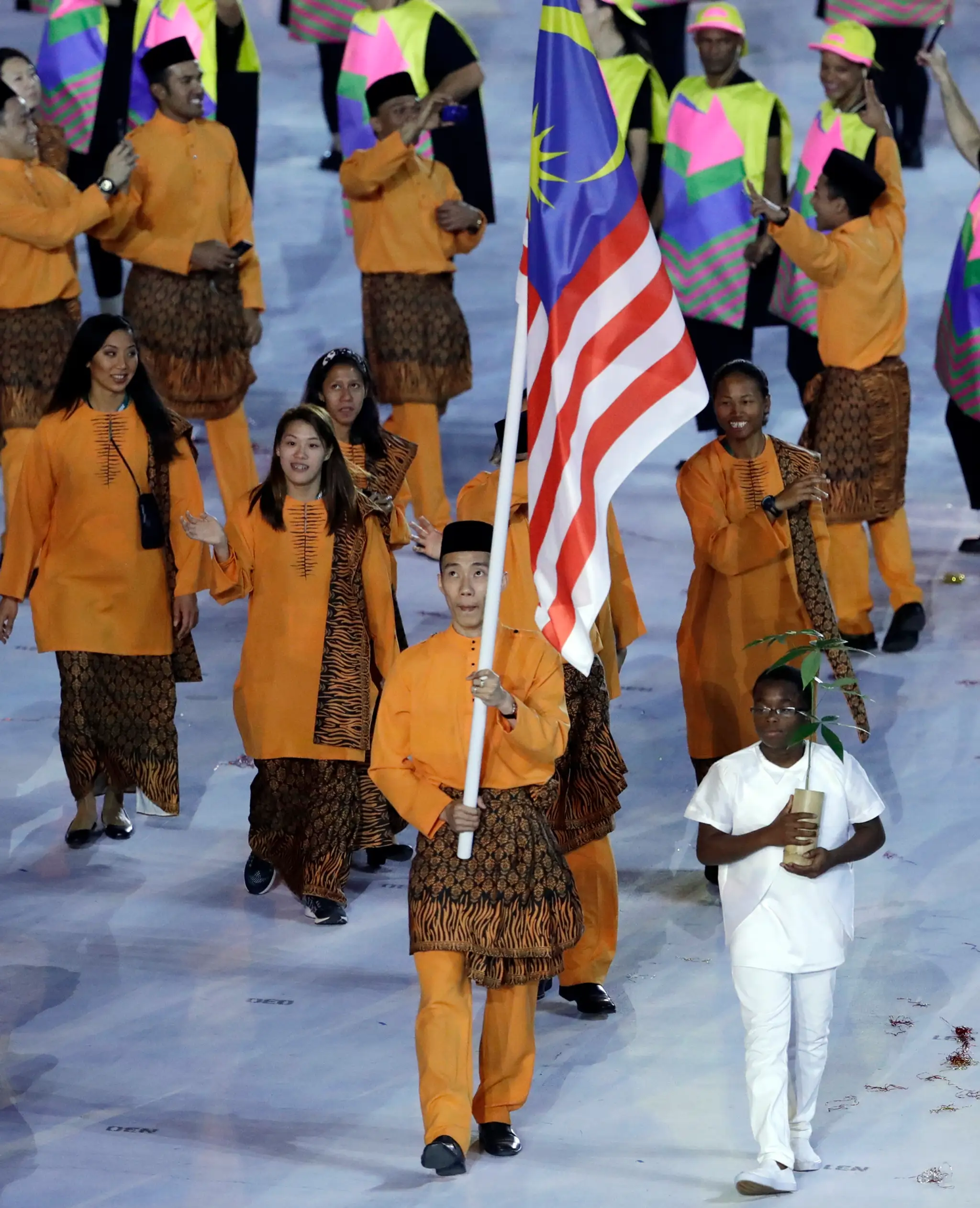 Malajzijská výprava na otváracom ceremoniáli OH v Riu.