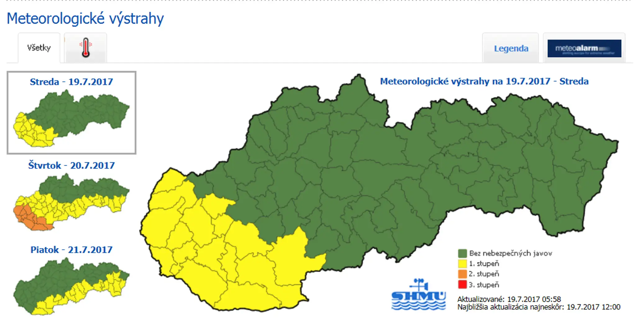 Výstraha na dnes (19.7.)