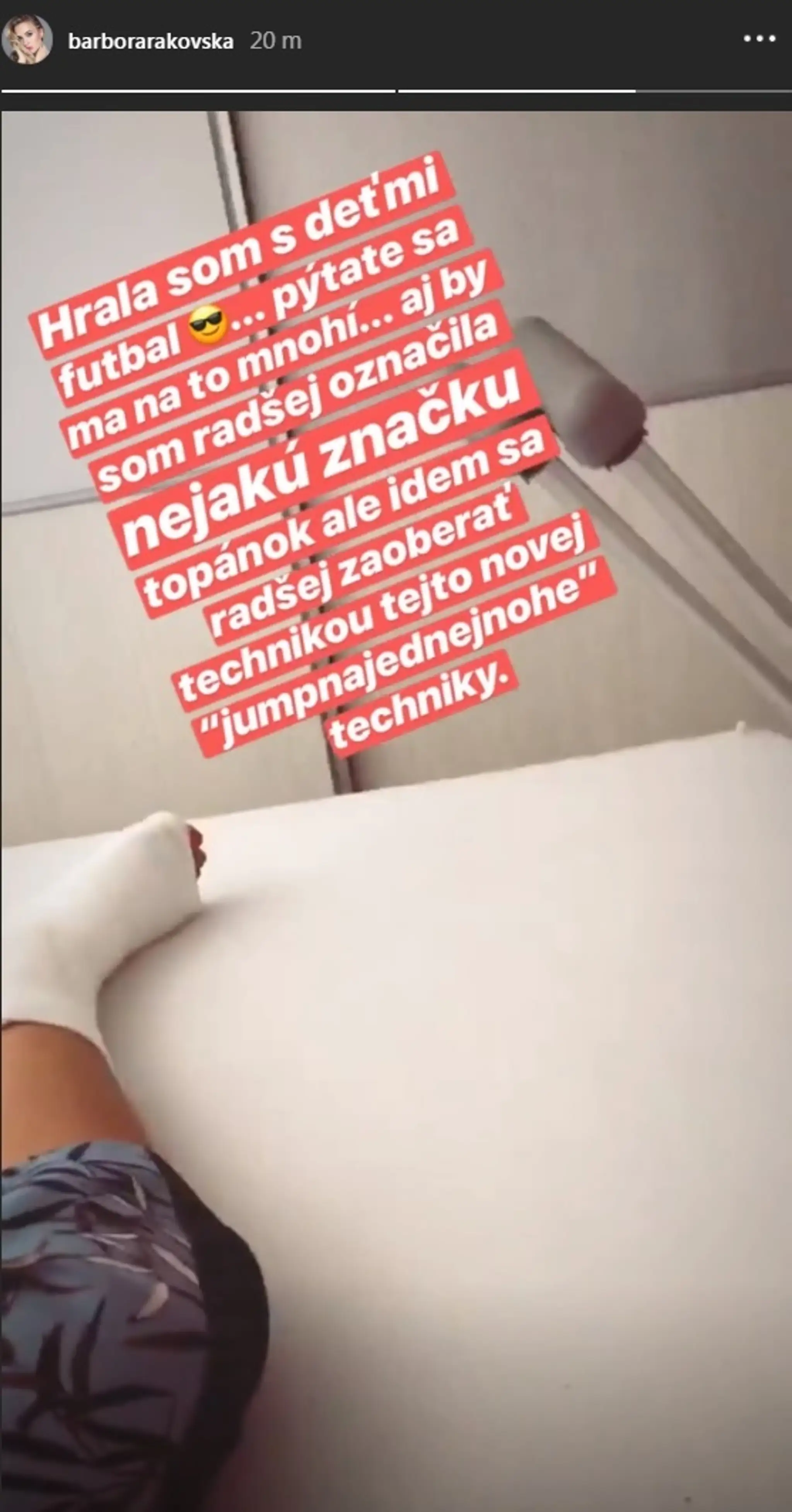 Barbora Rakovská skončila s nohou v sadre