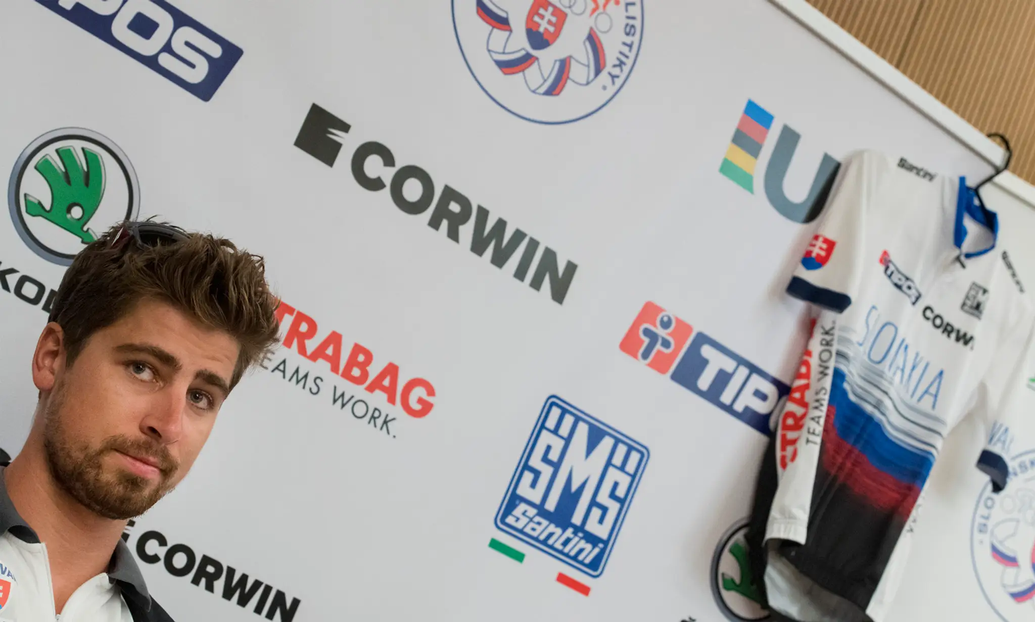 Peter Sagan počas tlačovej konferencie pred pretekmi.