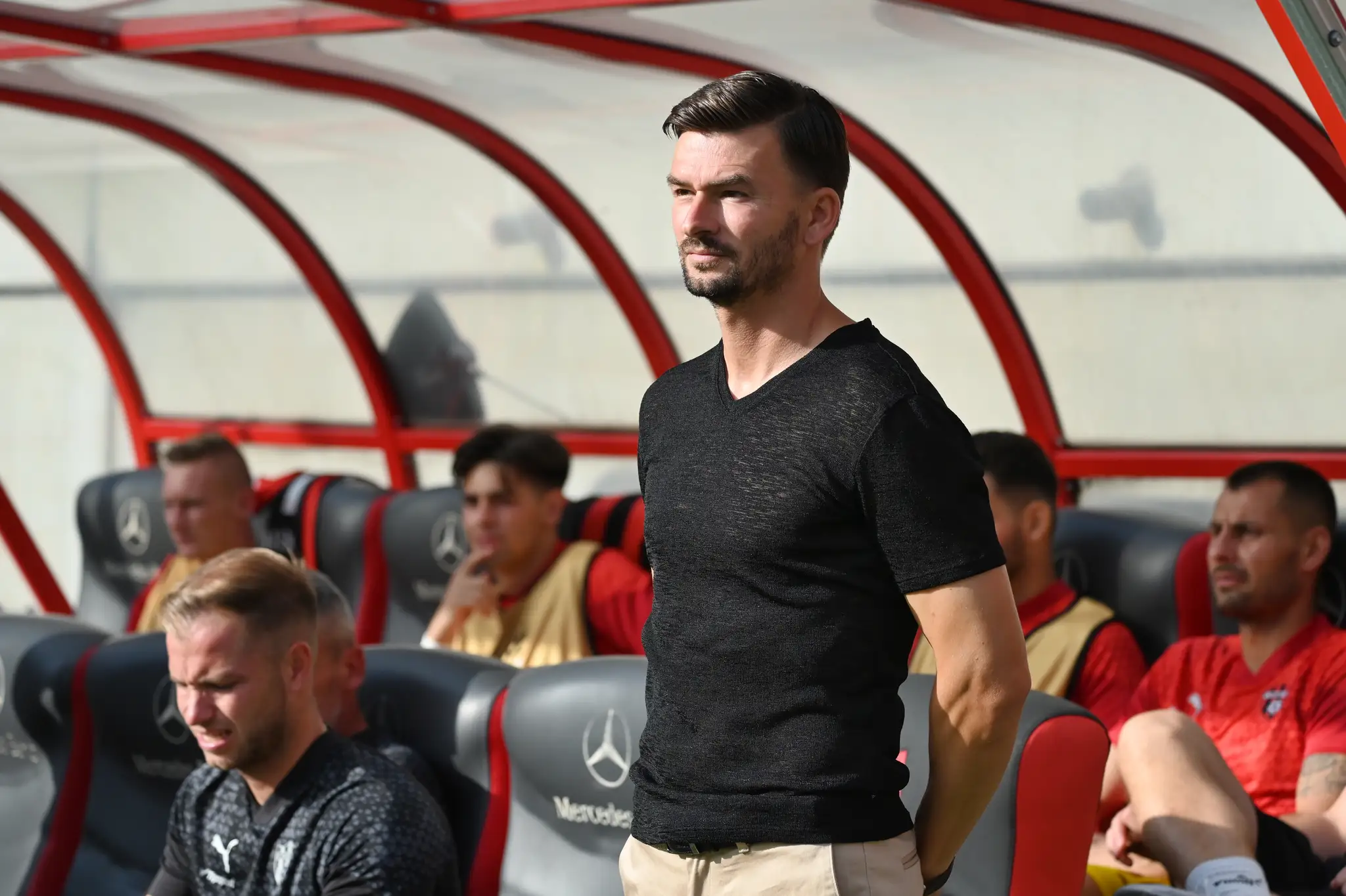 Tréner Trnavy Michal Gašparík v dueli 1. kola Niké ligy proti Trenčínu.