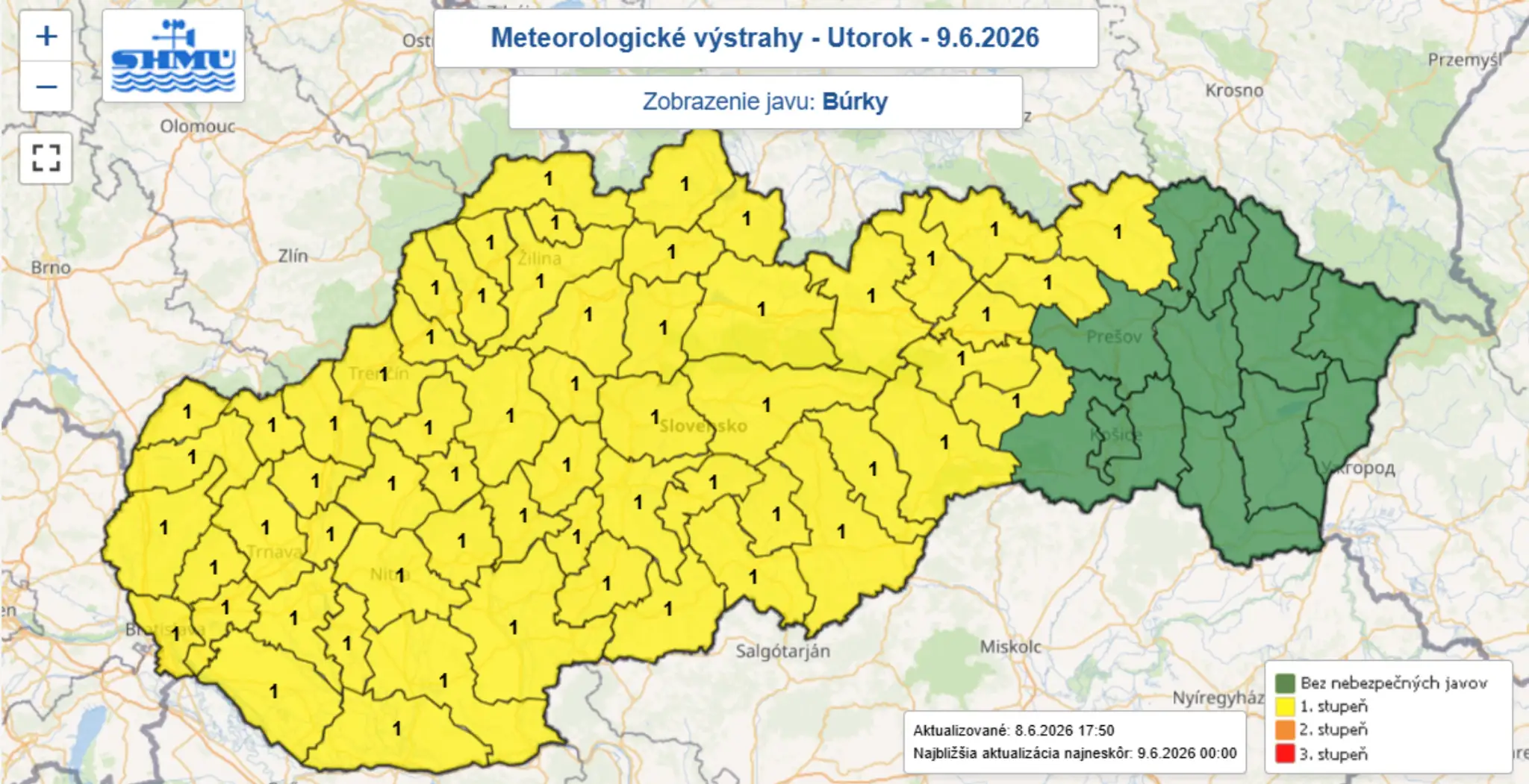 Výstrahy utorok