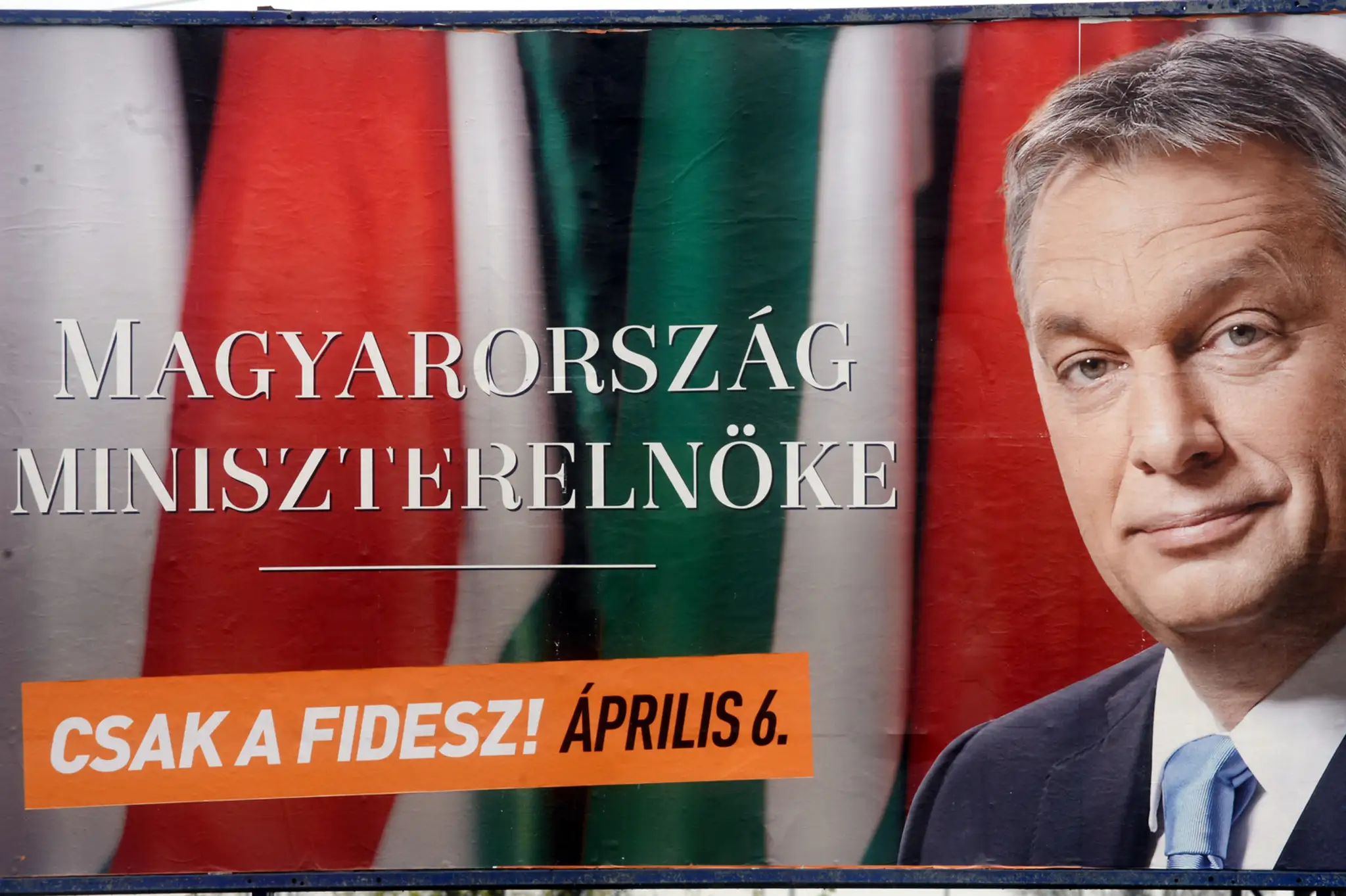 Maďarský premiér Viktor Orbán na predvolebnom plagáte