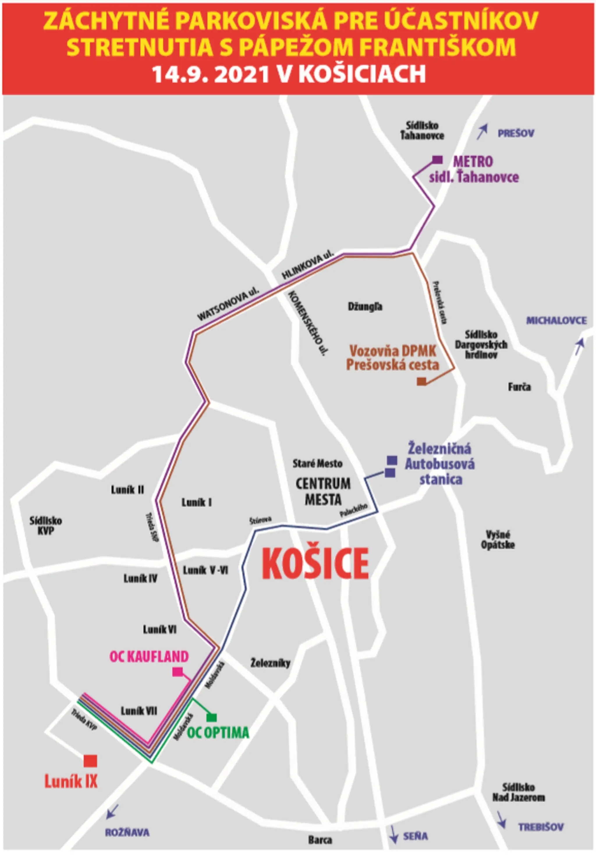 Záchytné parkoviská v Košiciach.