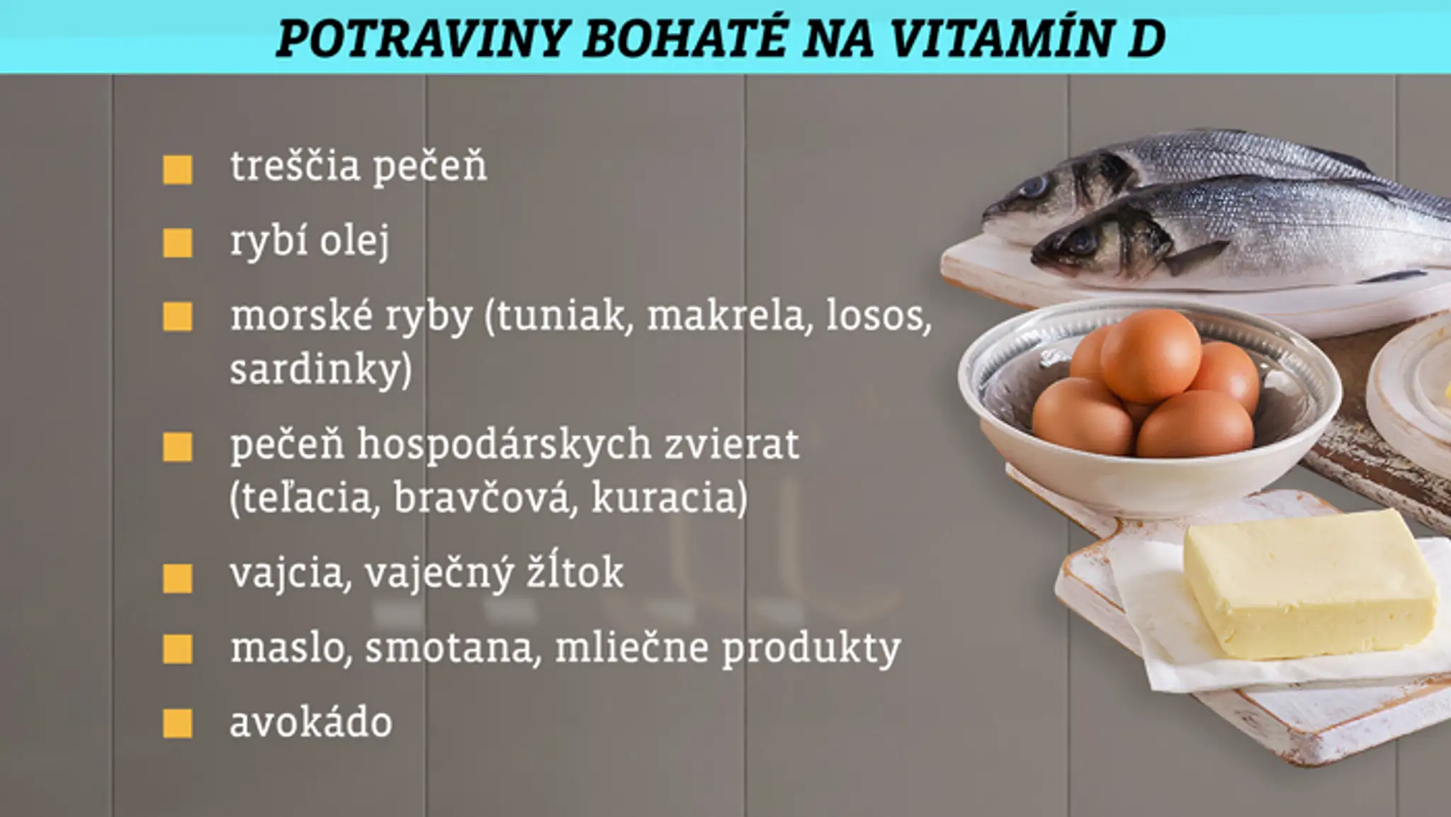 Potraviny na vitamín D.