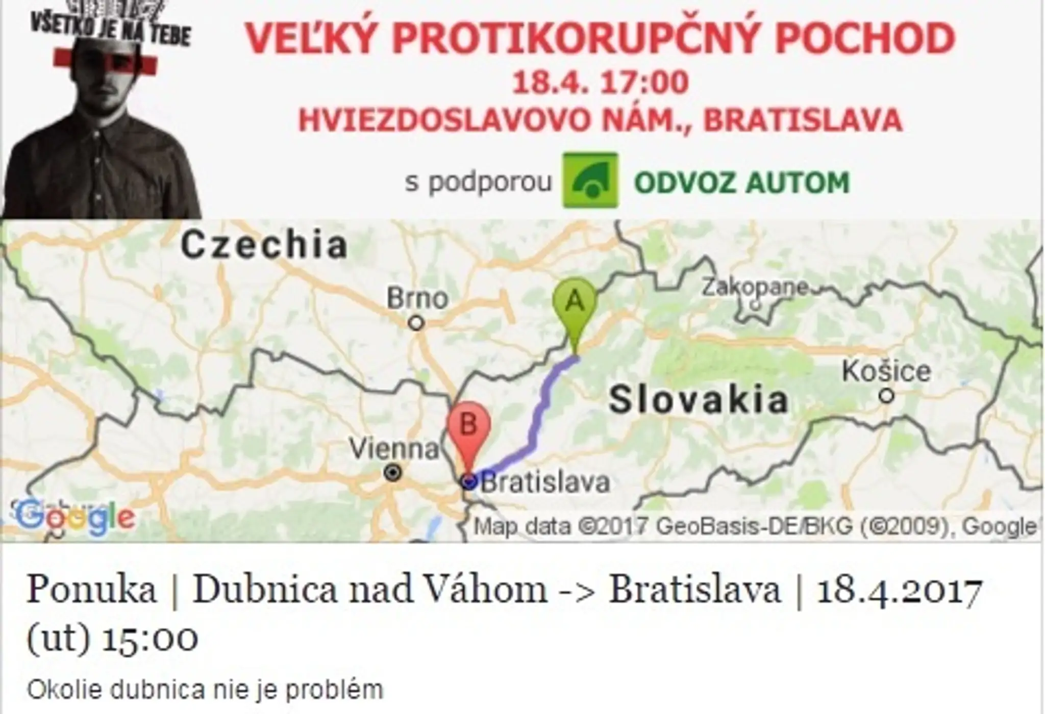 Odvoz na protikorupčný pochod
