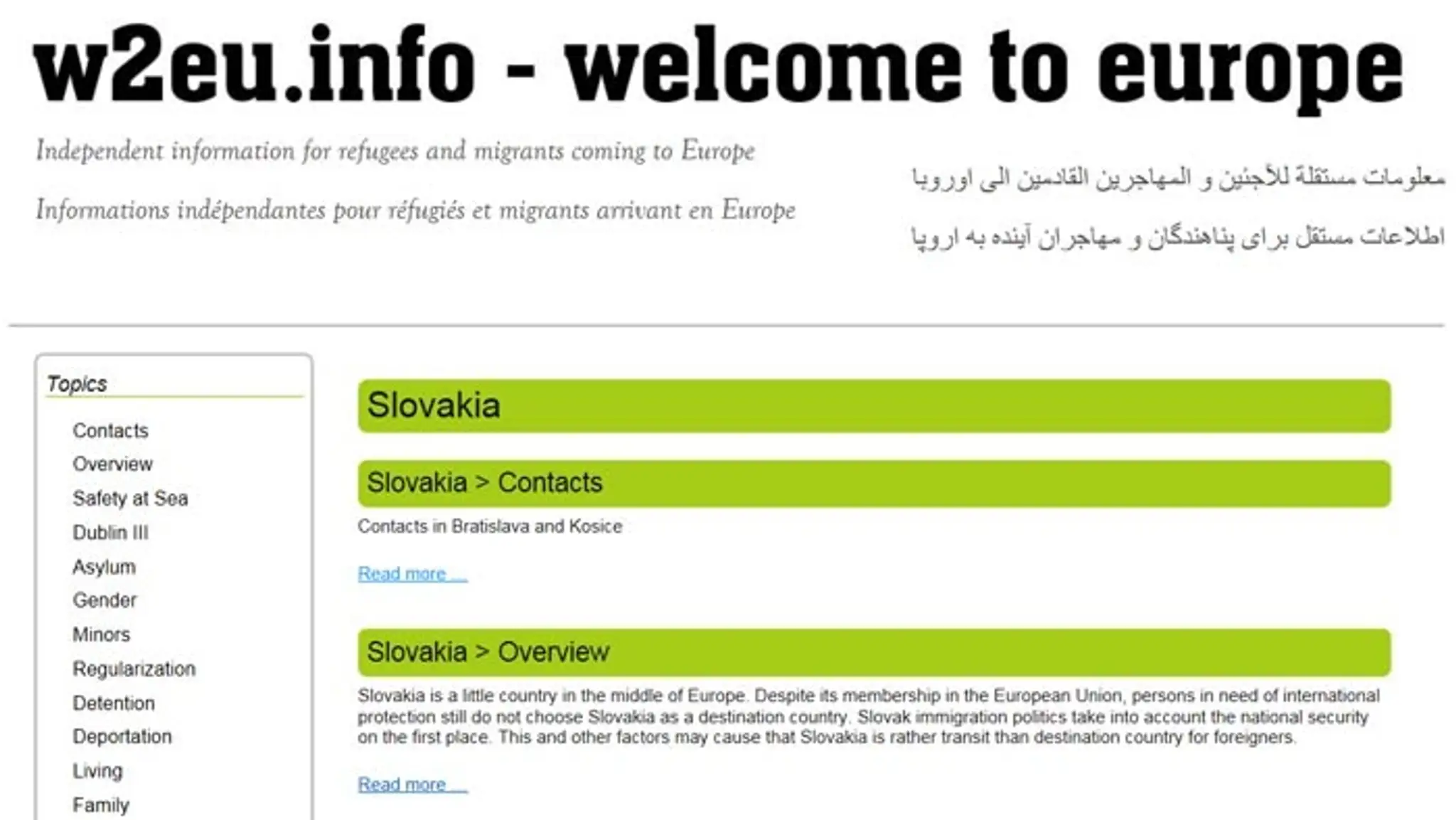 Na stránke Welcome to Europe a webe w2eu.info utečenci nájdu prehľadné informácie o tom, ako postupovať pri žiadostiach o azyl.