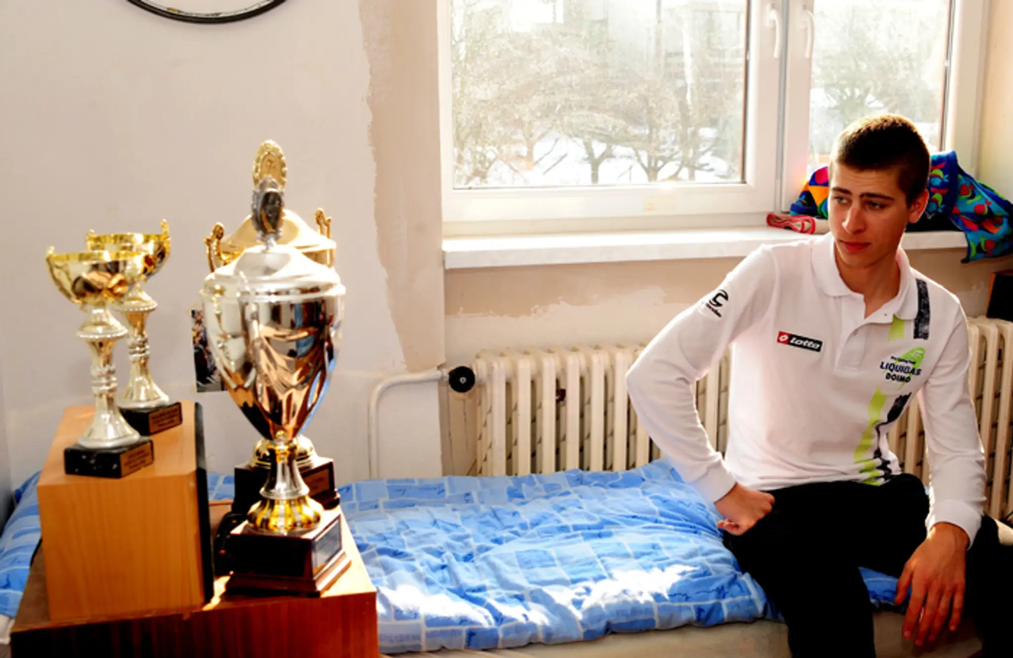 Peter Sagan prišiel 18. marca 2010 po úspechoch na cyklistických pretekoch Paríž - Nice domov k rodičom.