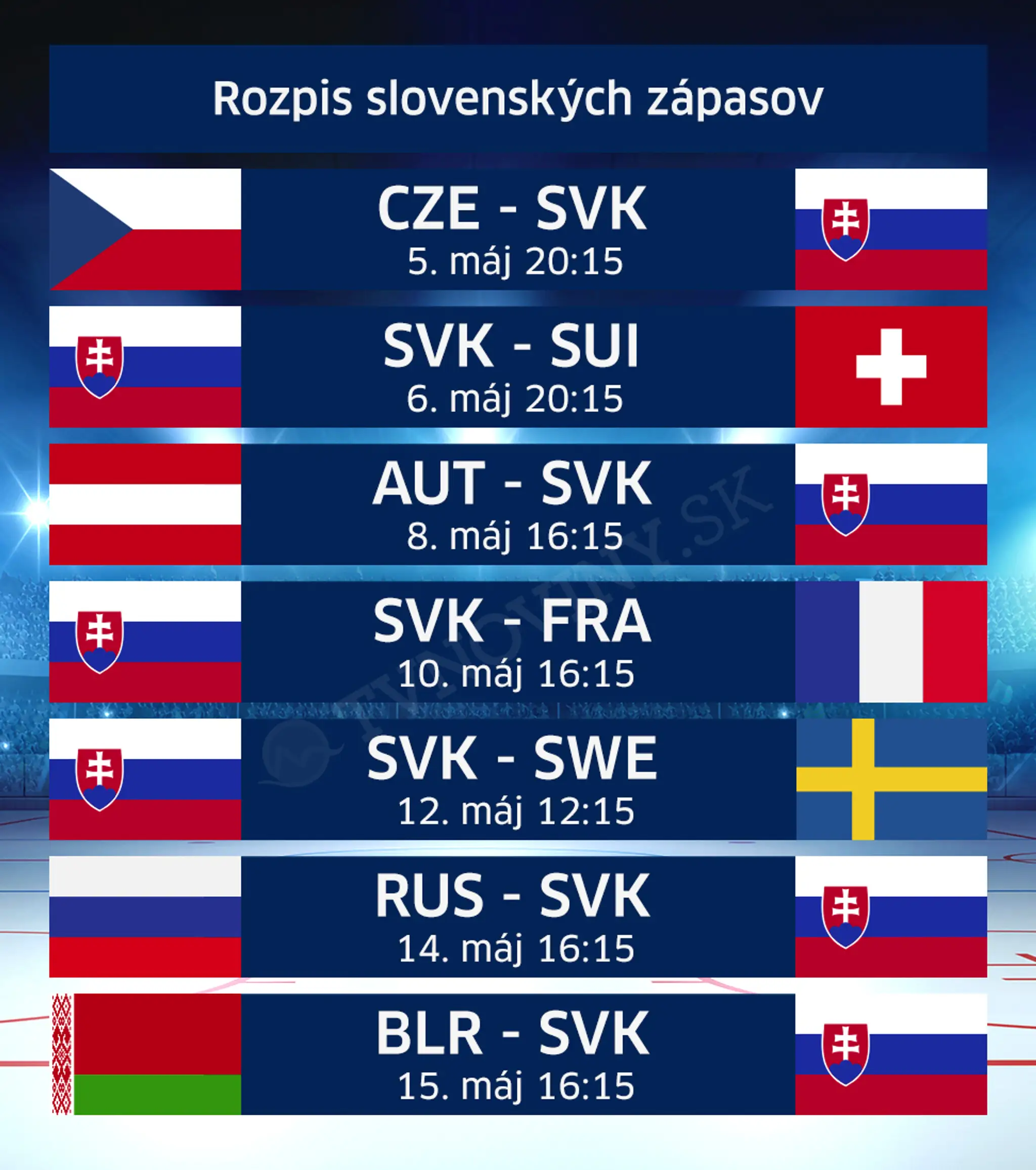 Program slovenskej hokejovej reprezentácie na MS 2018 v Dánsku.