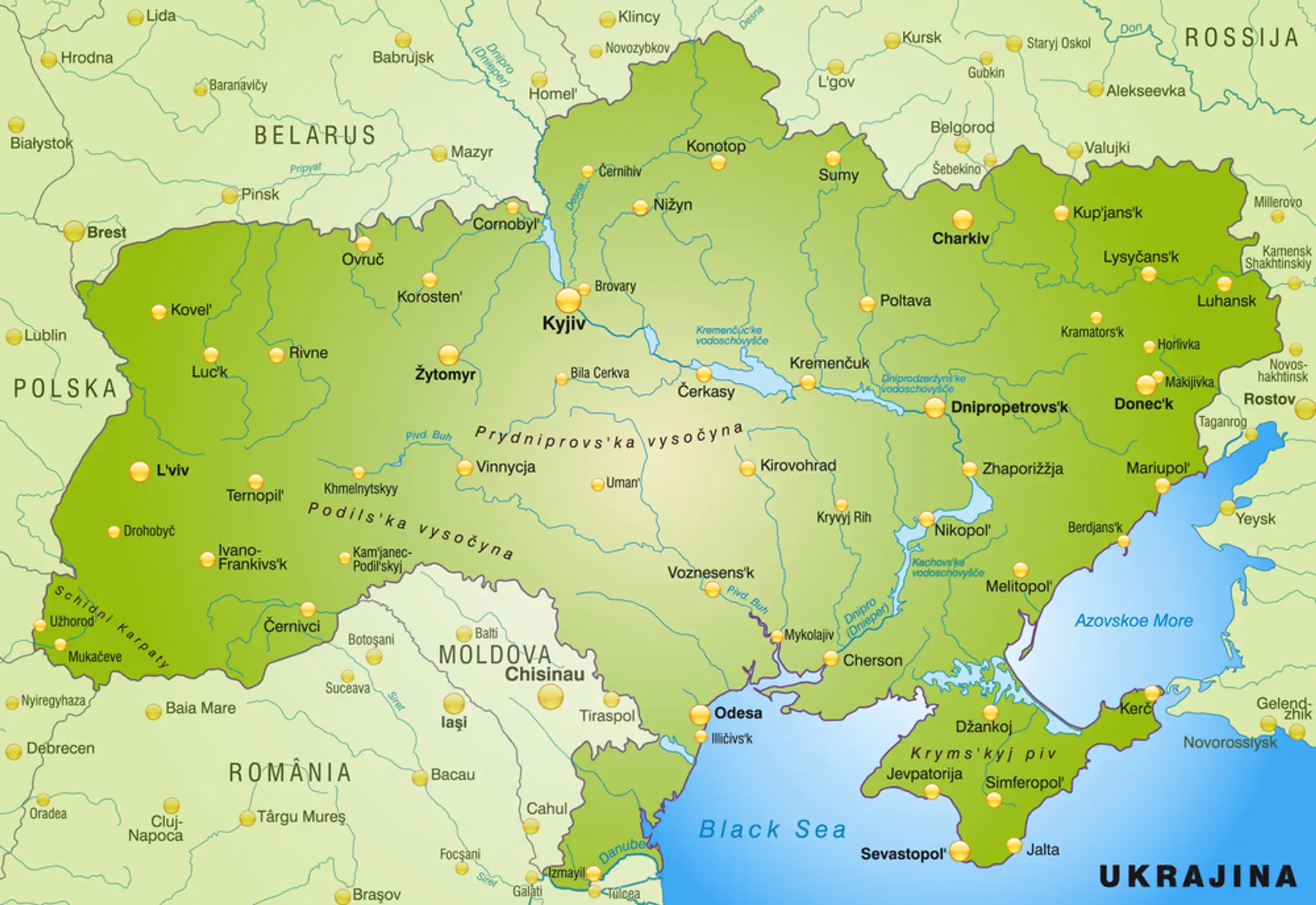 Mapa Ukrajiny
