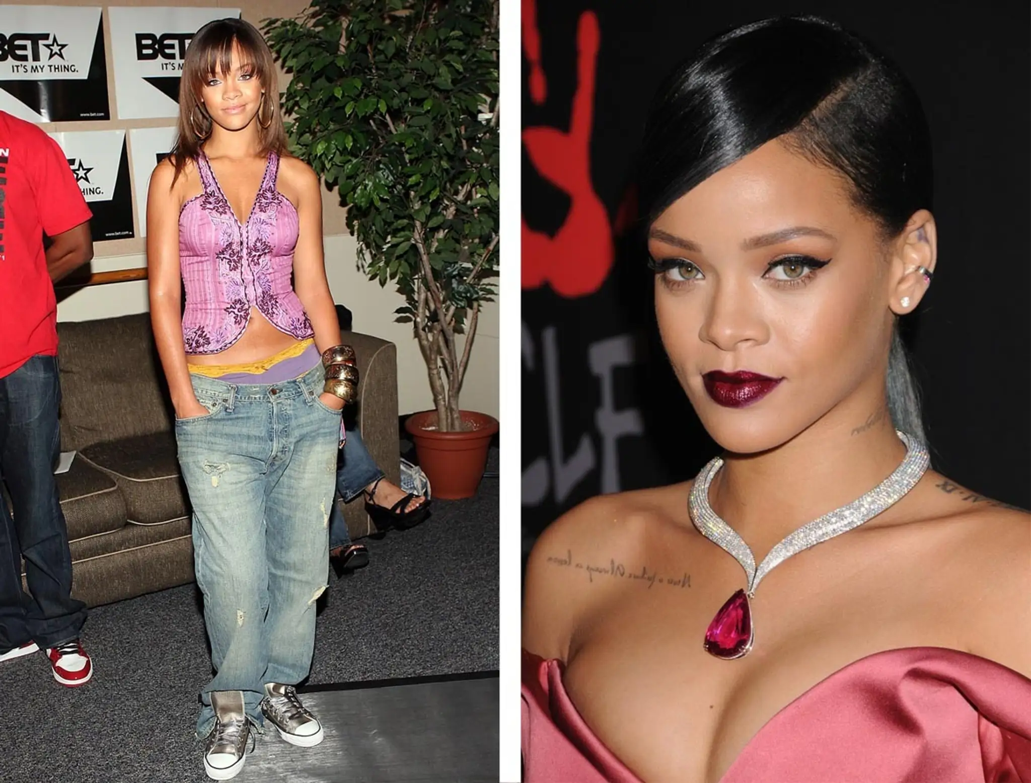 Rihanna na začiatku kariéry a teraz.