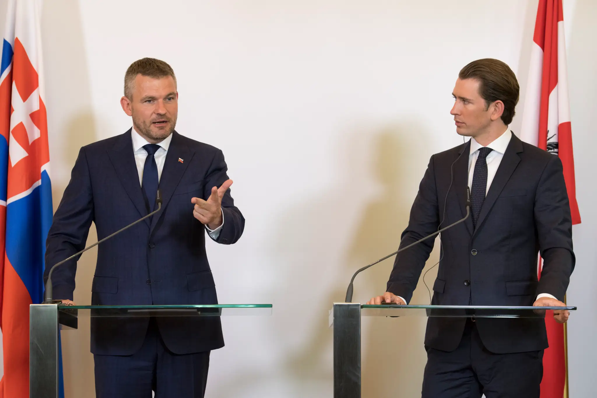 Spolkový kancelár Sebastian Kurz a predseda vlády SR Peter Pellegrini.