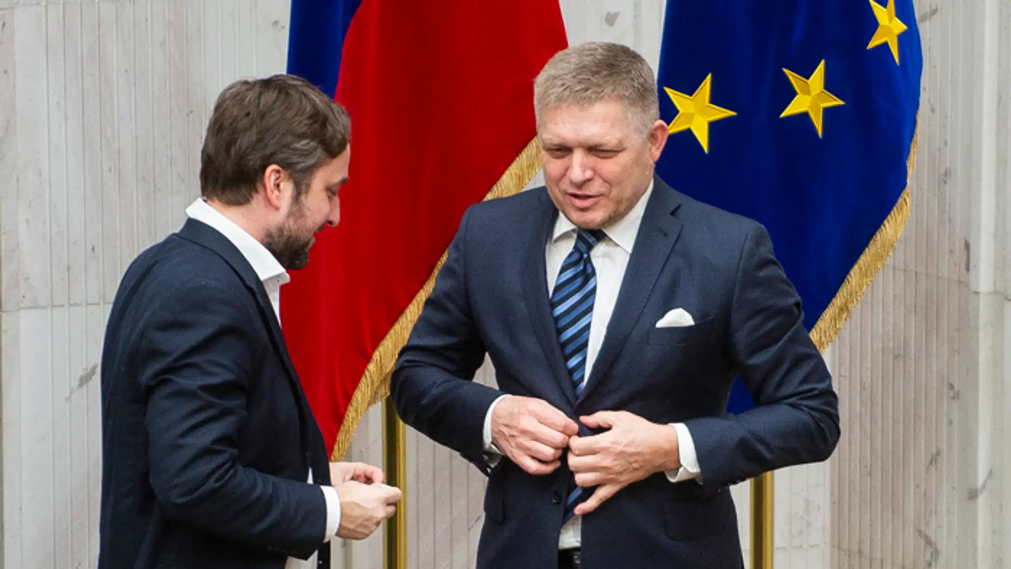 Poslanci Smer-SD: Ľuboš Blaha a Robert Fico.