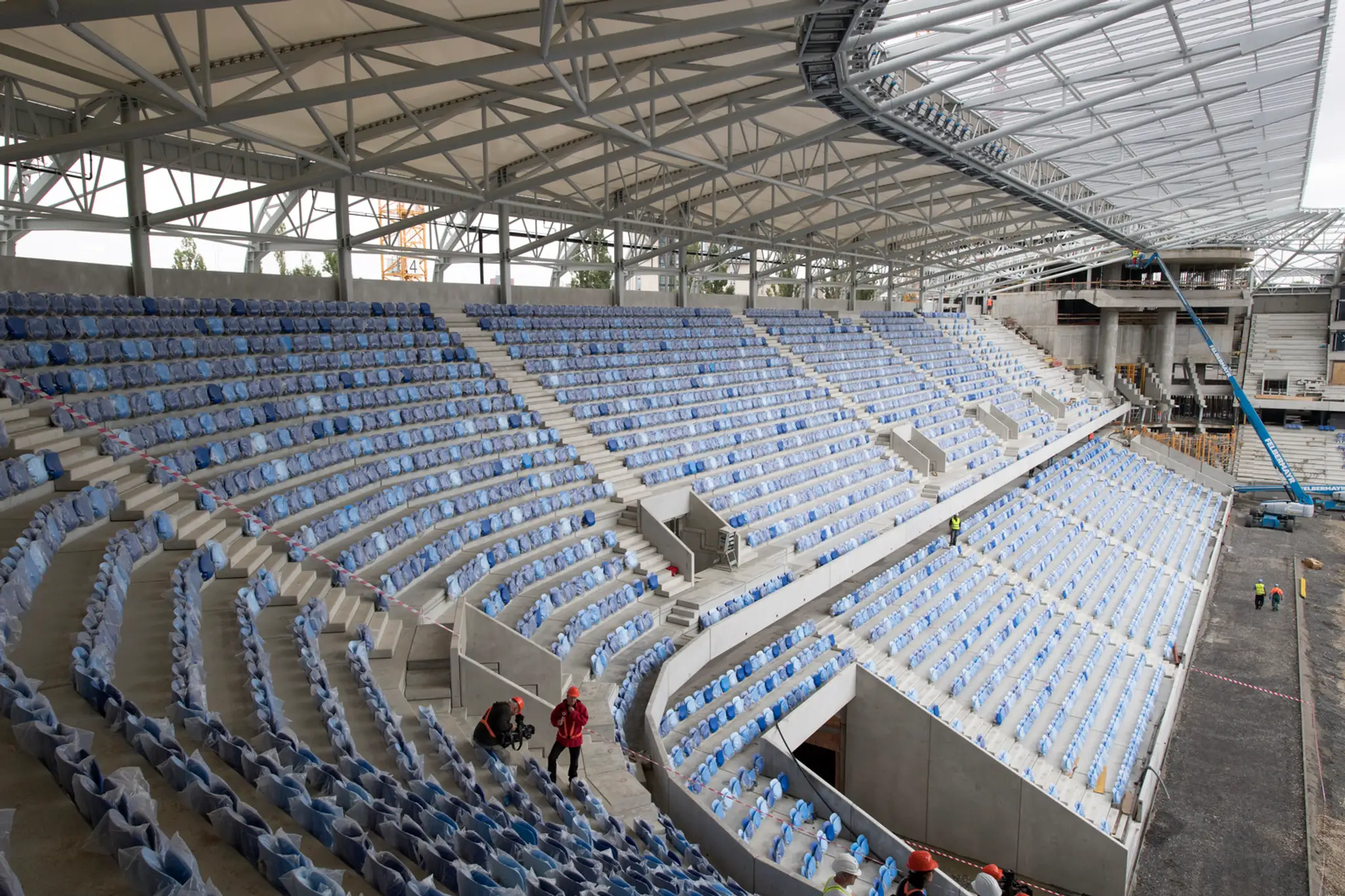 Na snímke stavba Národného futbalového štadióna počas kontrolného dňa.