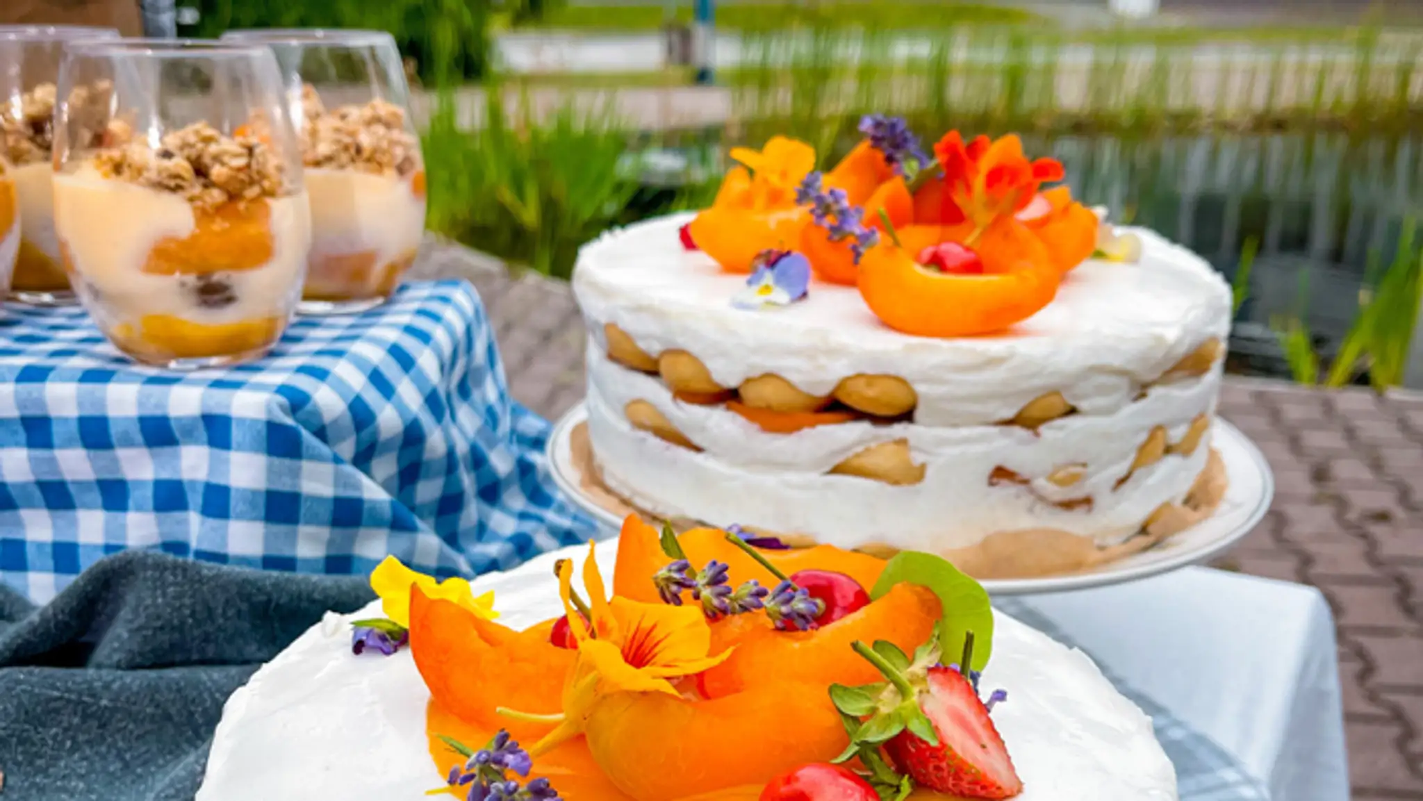 Smotanovo-broskyňová torta.