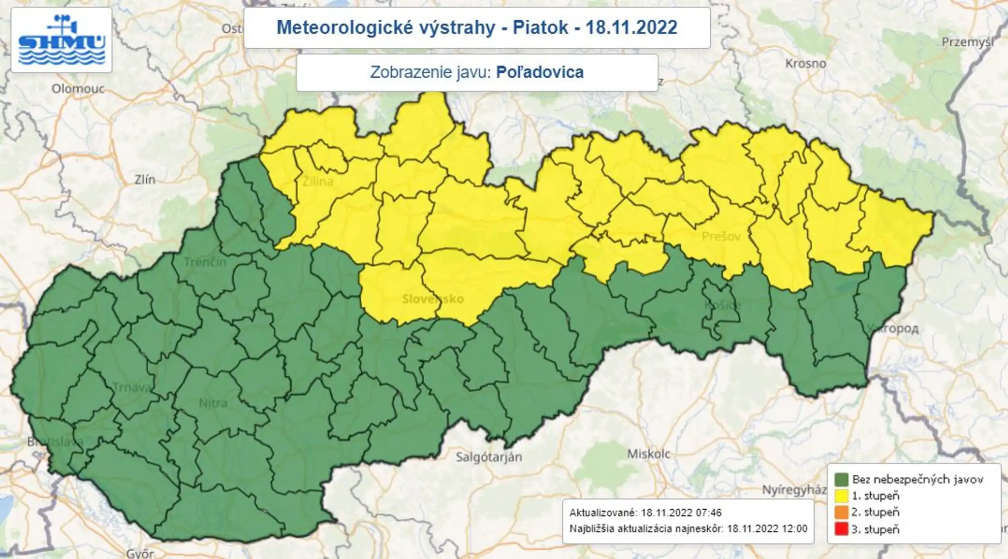 Výstrahy pred poľadovicou.