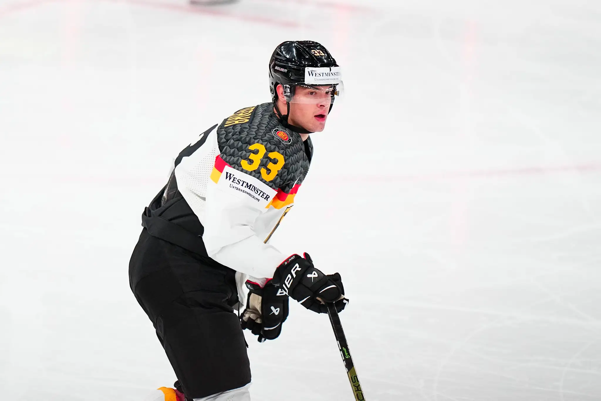 Nemec John Peterka vo finále MS 2023 proti Kanade.
