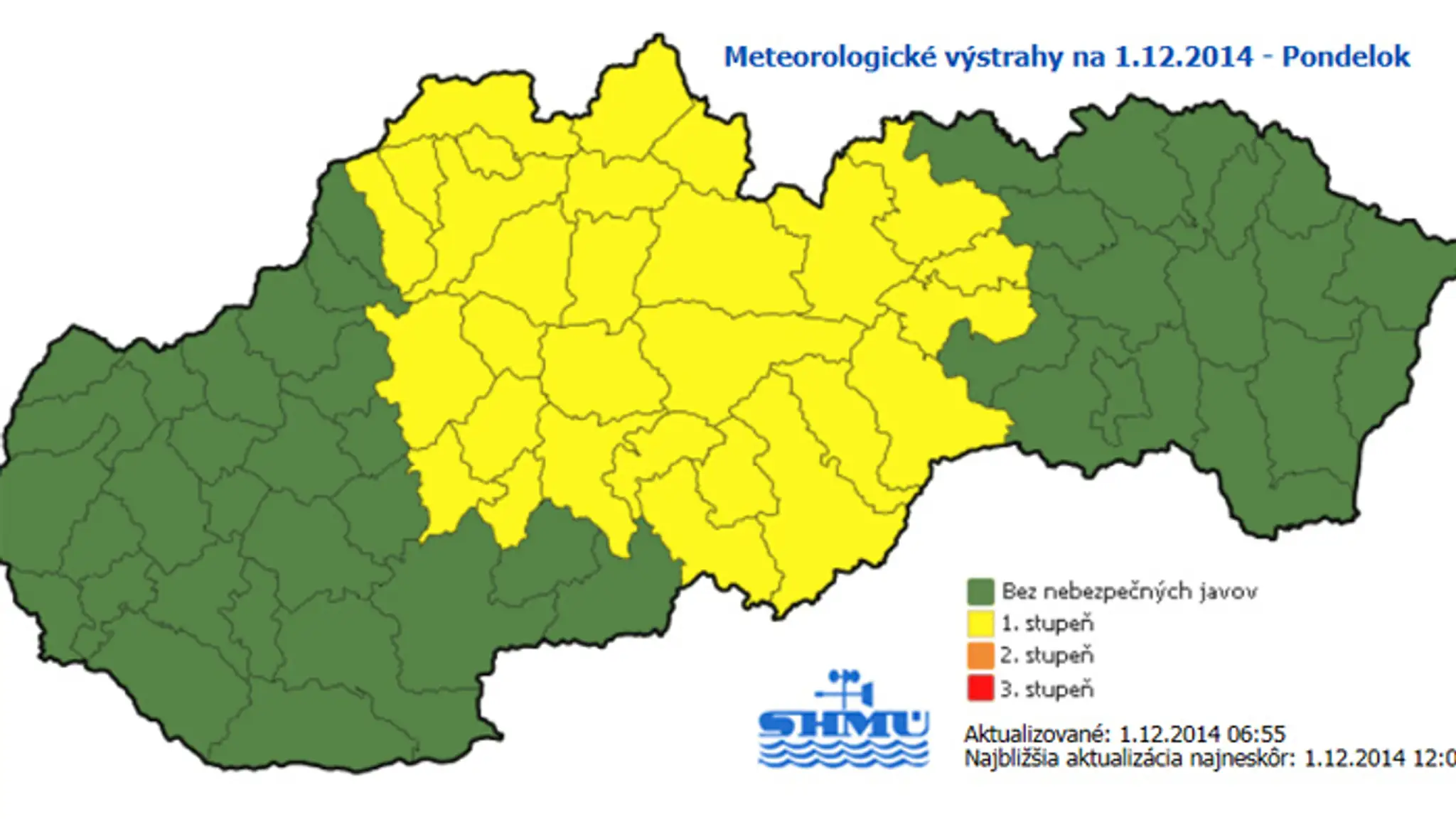 SHMÚ vydal výstrahu pre poľadovicu a sneženie.
