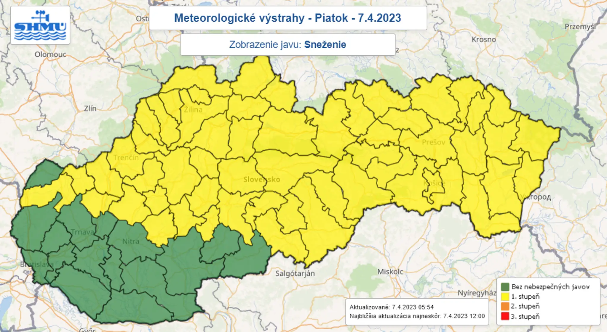 Výstrahy pred snehom.