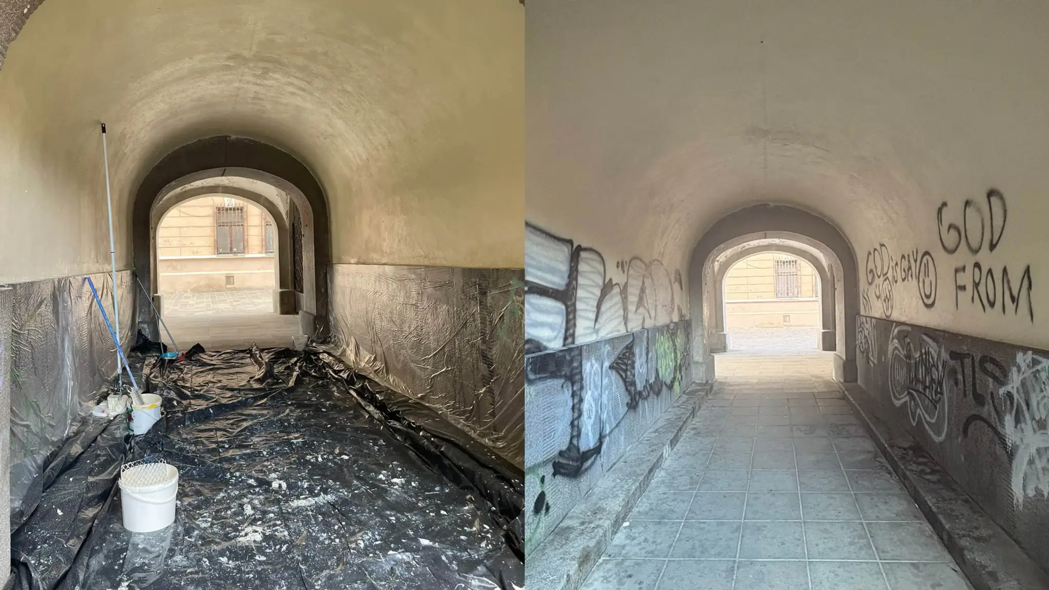 Vandalizmus krátko po obnove.