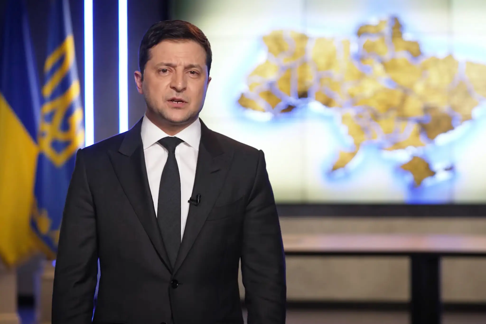krajinský prezident Volodymyr Zelenskyj počas prejavu k národu.