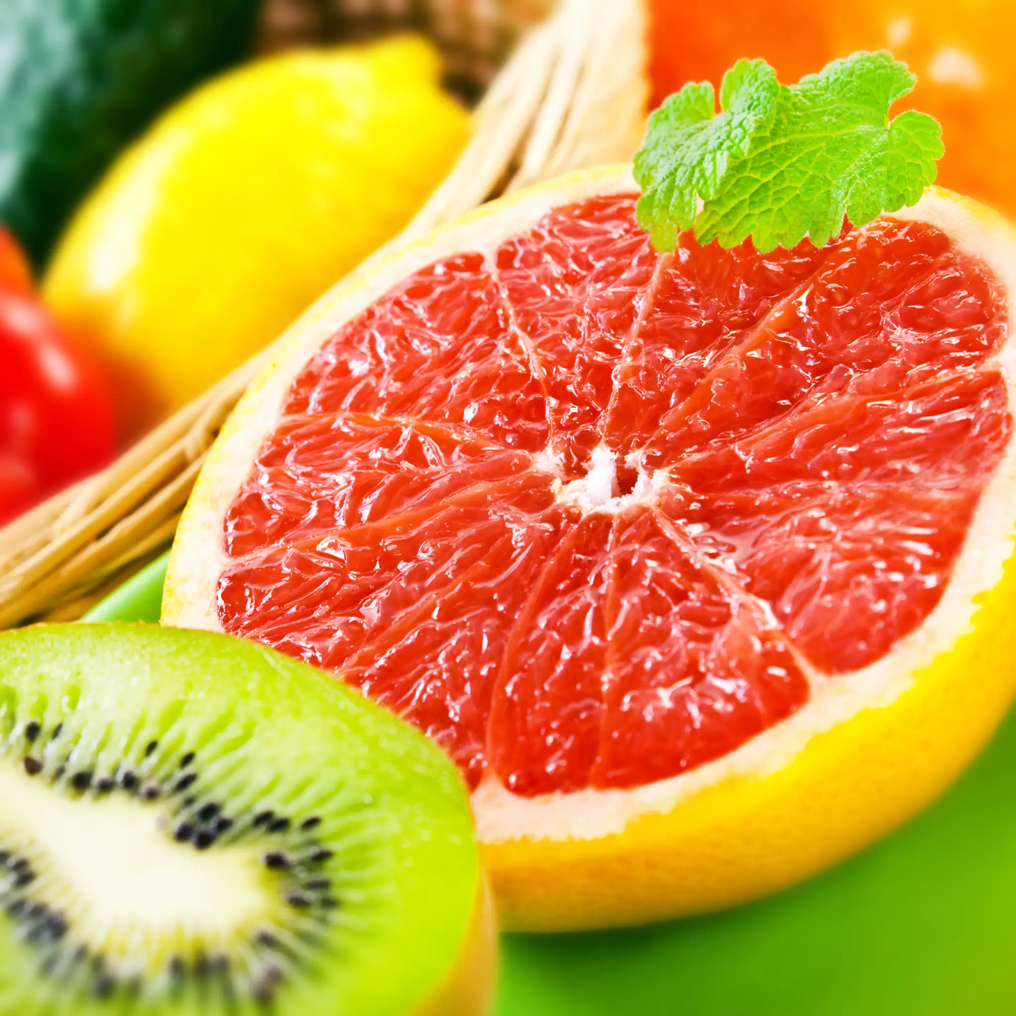 ovocie, pomaranč, kiwi