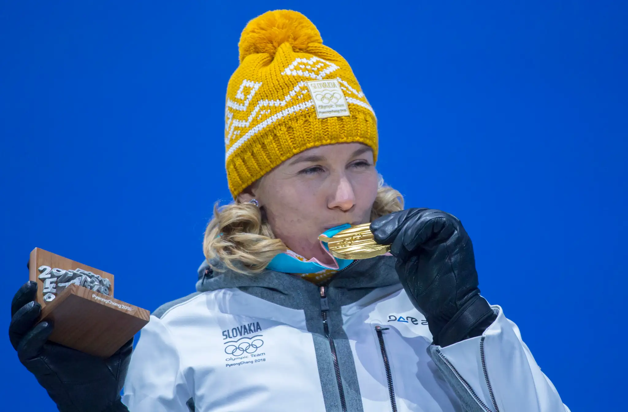 Anastasia Kuzminová získala v Pjongčangu zlatú medailu.