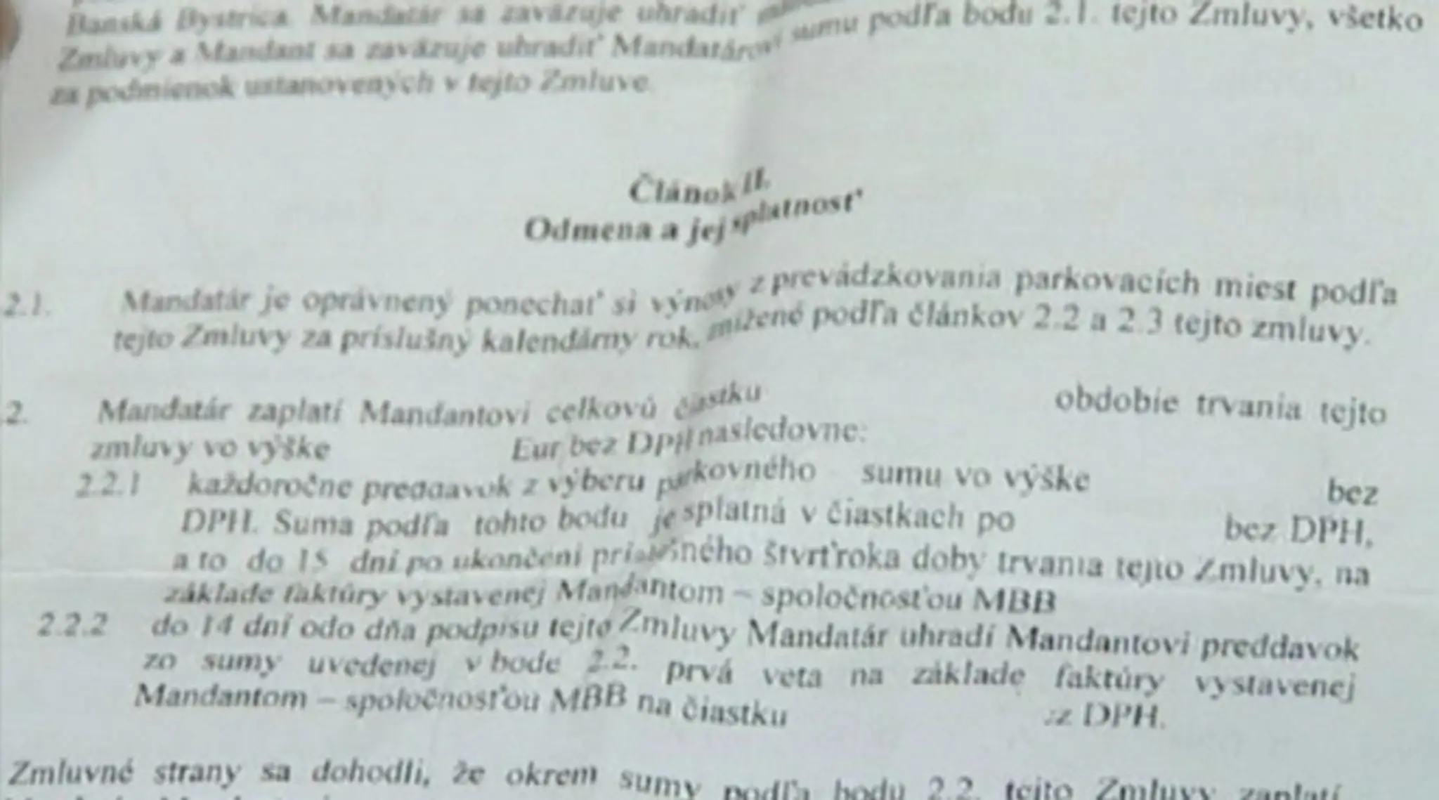 Zmluva v Banskej Bystrici o parkovnom